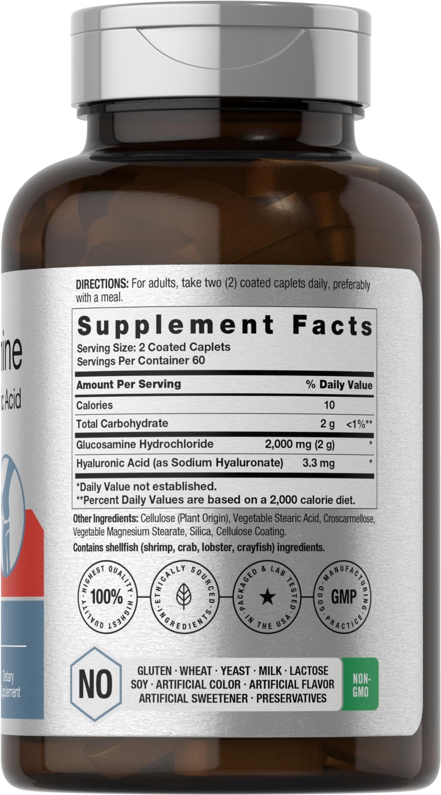 Foto 3 pulgar | Suplemento Horbäach Glucosamine Hcl Con Ácido Hialurónico 2000 Mg - Venta Internacional.