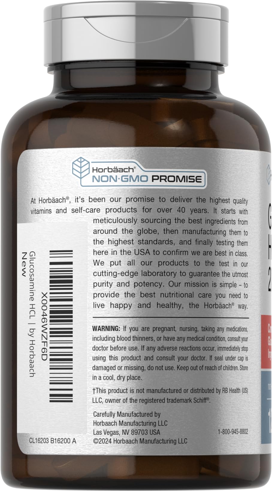 Foto 4 pulgar | Suplemento Horbäach Glucosamine Hcl Con Ácido Hialurónico 2000 Mg - Venta Internacional.