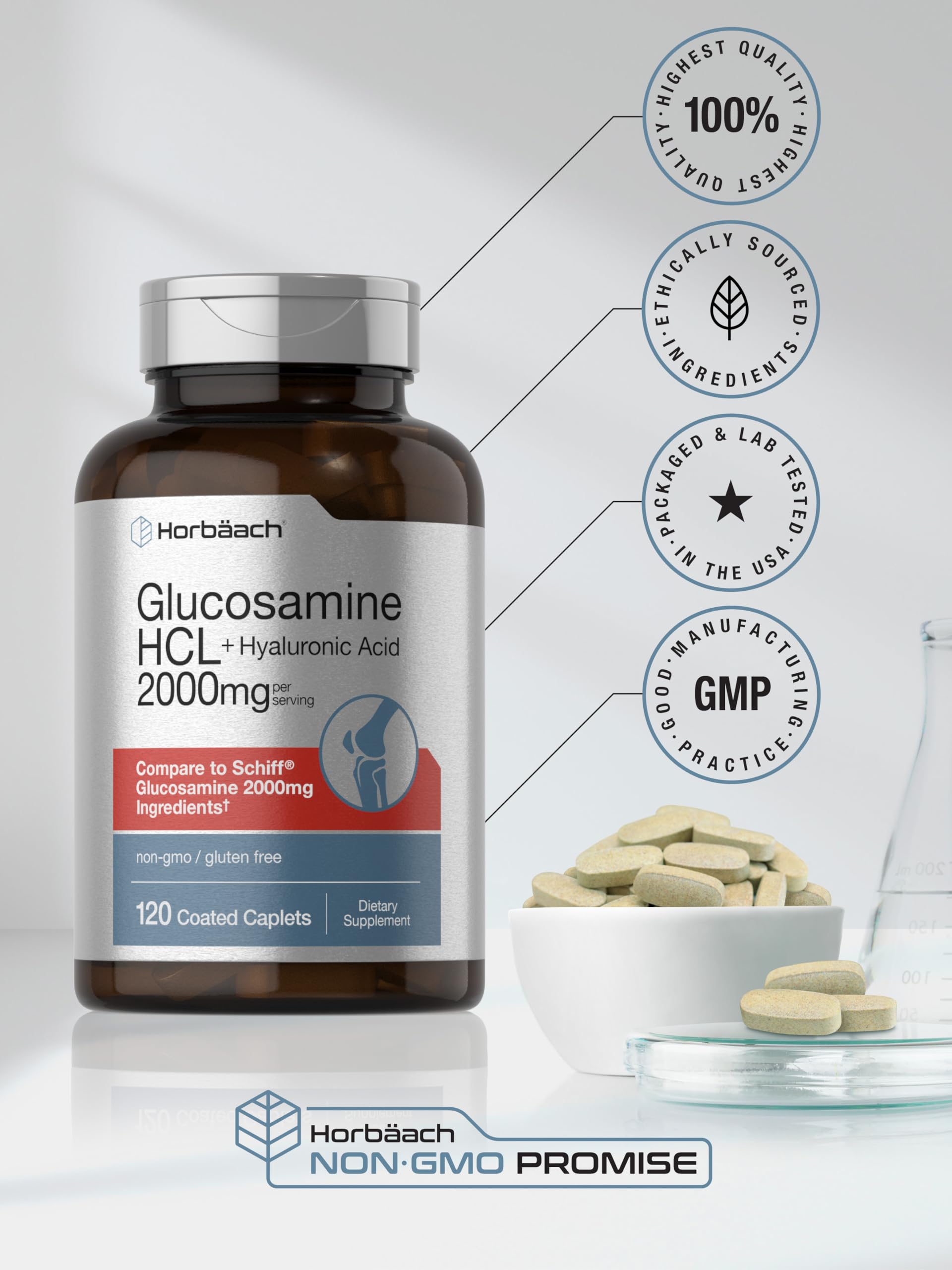 Foto 7 pulgar | Suplemento Horbäach Glucosamine Hcl Con Ácido Hialurónico 2000 Mg - Venta Internacional.