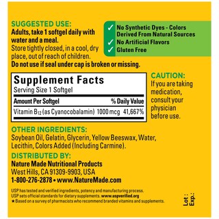 Foto 5 | Suplemento De Vitamina B12 De Nature Made, 1000 Mcg, 150 Cápsulas Blandas - Venta Internacional.