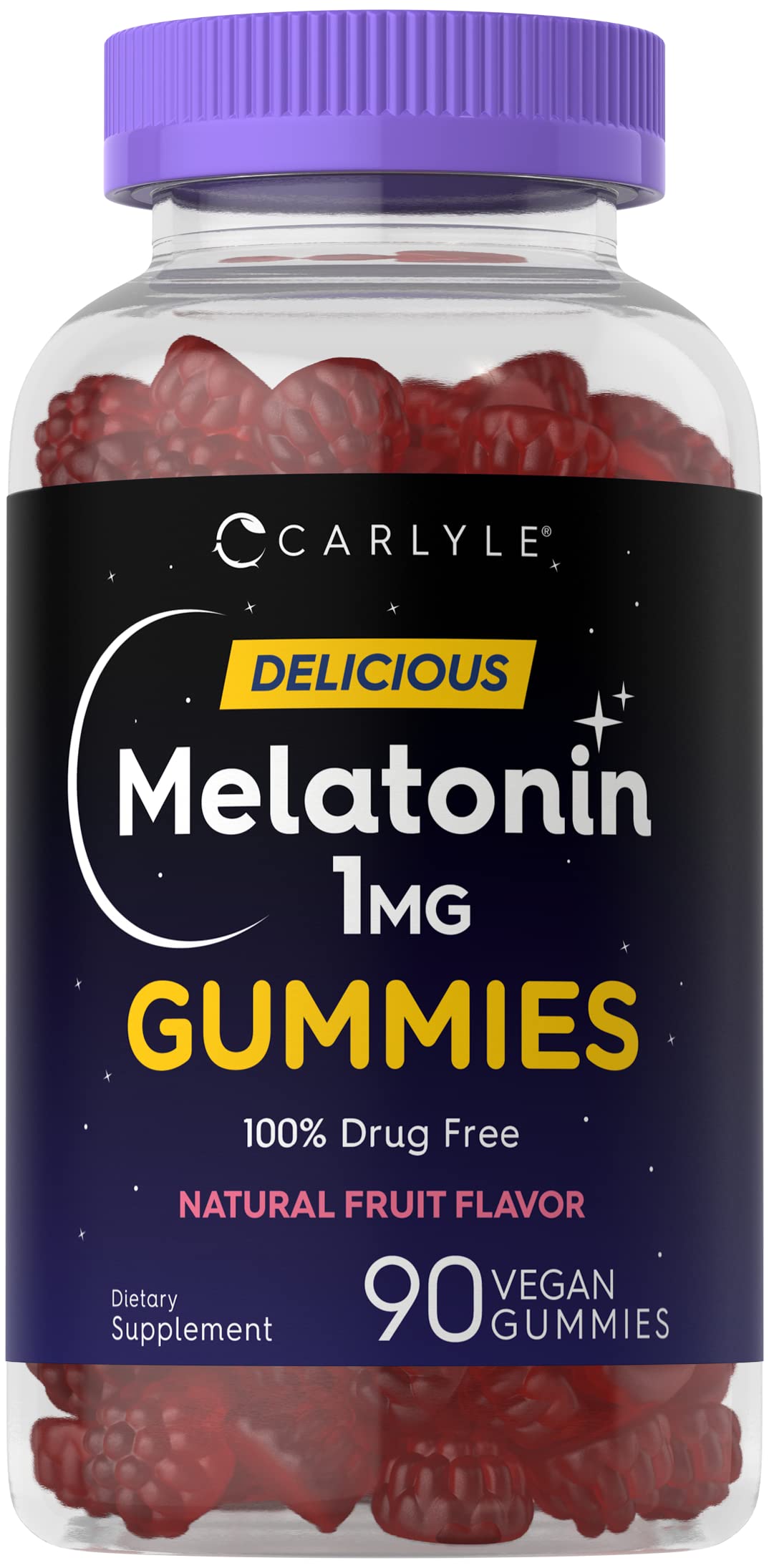 Foto 2 pulgar | Gomitas De Melatonina Carlyle, 1 Mg, 90 Unidades, Veganas, Sin Gluten - Venta Internacional.