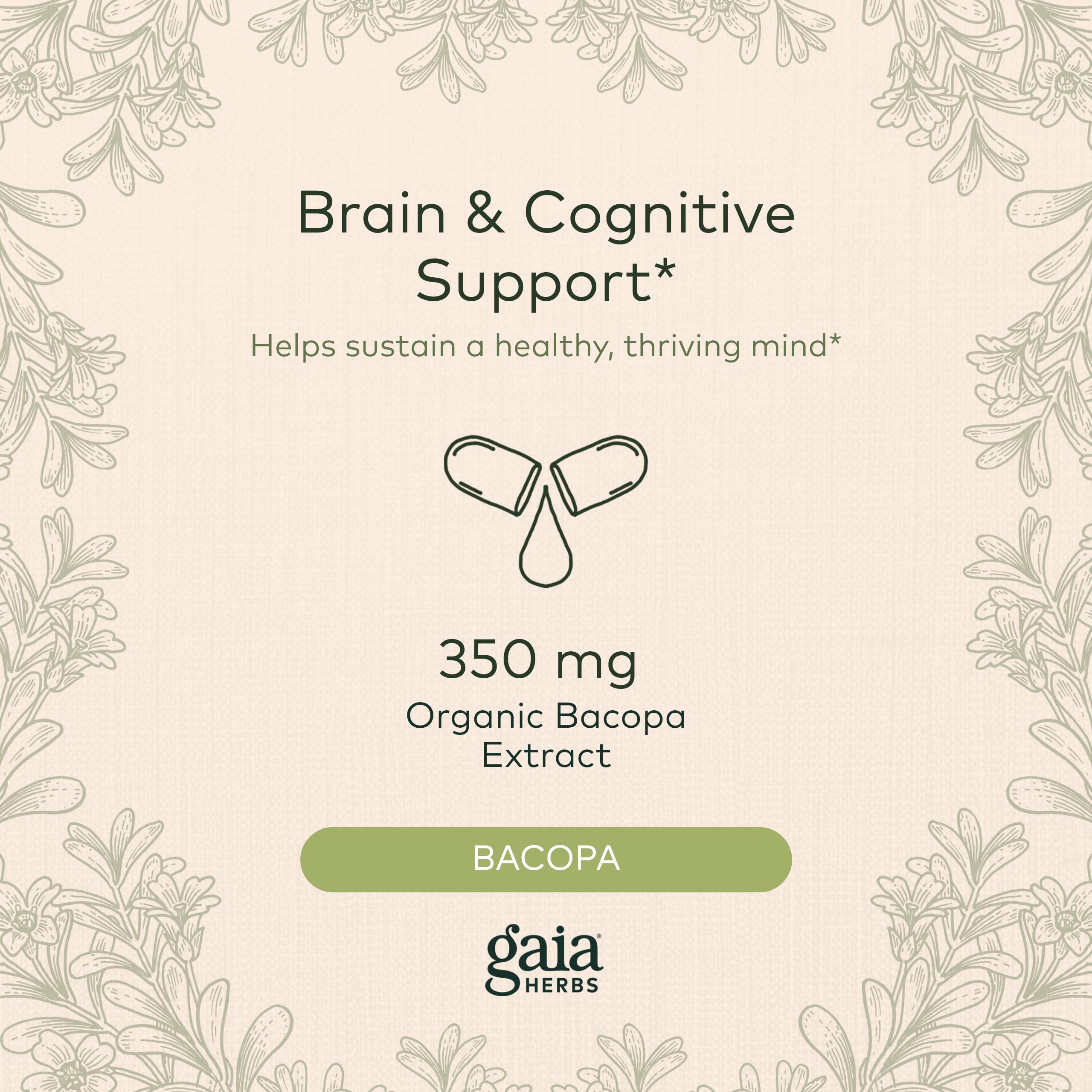 Foto 4 pulgar | Suplemento Gaia Herbs Bacopa Brain Support 60 Cápsulas Veganas - Venta Internacional.