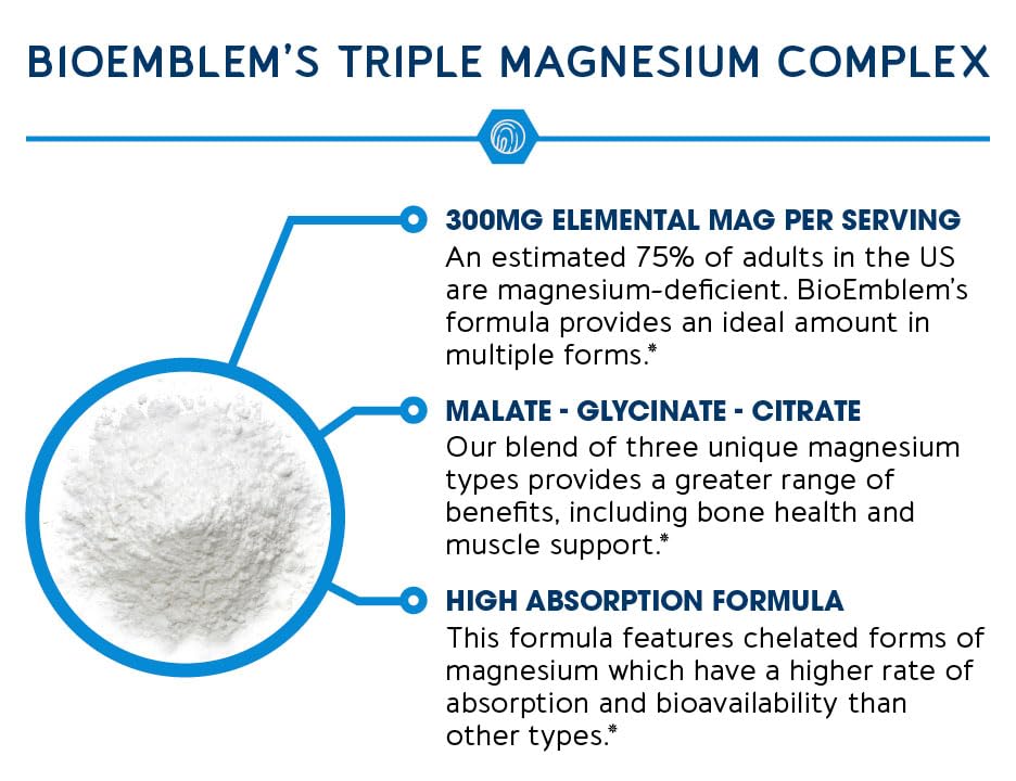 Foto 4 pulgar | Suplemento Bioemblem Triple Magnesium Complex 90 Cápsulas - Venta Internacional.