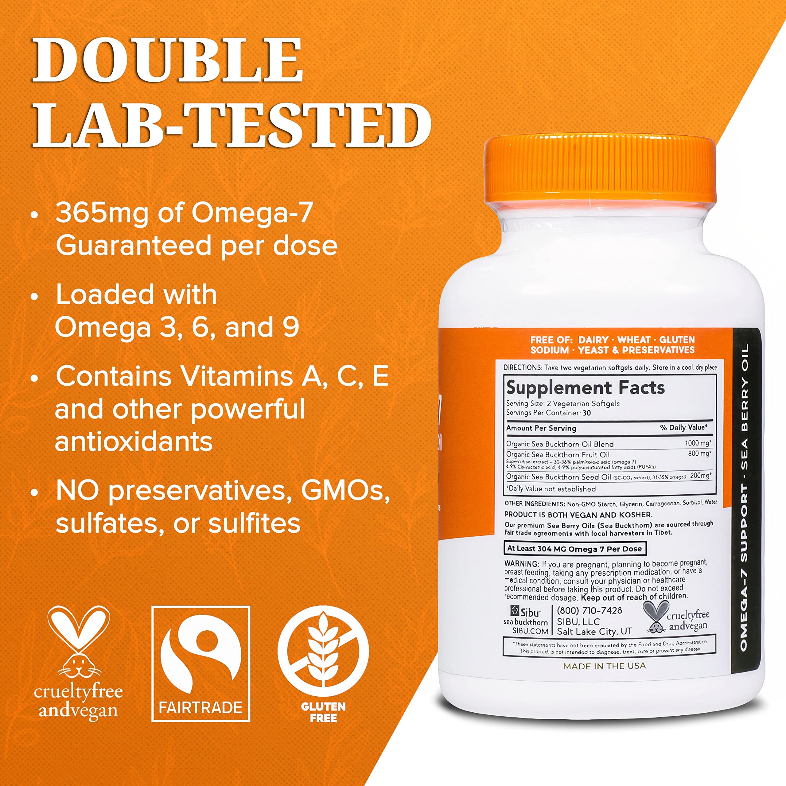 Foto 3 pulgar | Suplemento Sibu Omega-7 Softgels Con Aceite Orgánico De Espino Amarillo - Venta Internacional.
