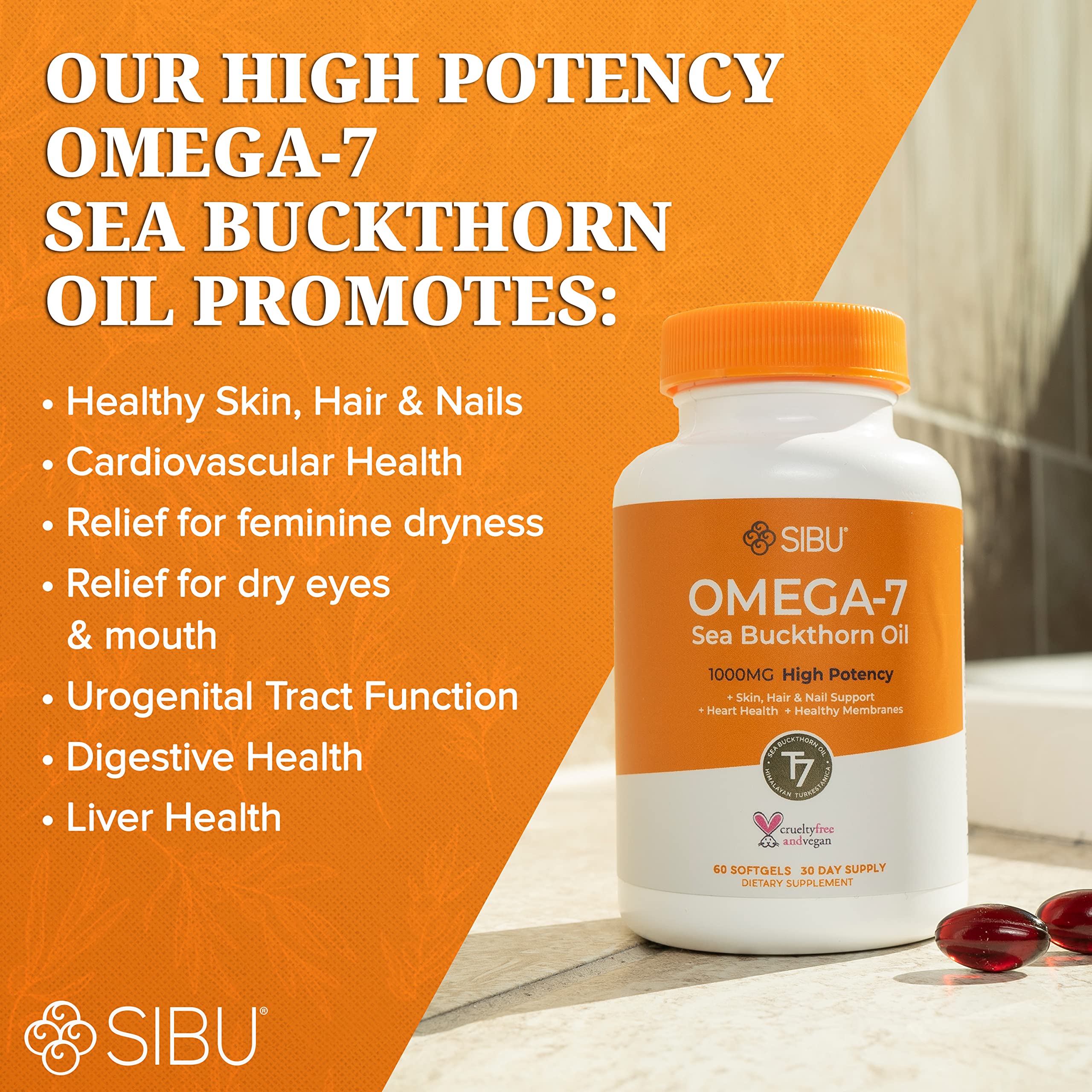 Foto 5 pulgar | Suplemento Sibu Omega-7 Softgels Con Aceite Orgánico De Espino Amarillo - Venta Internacional.