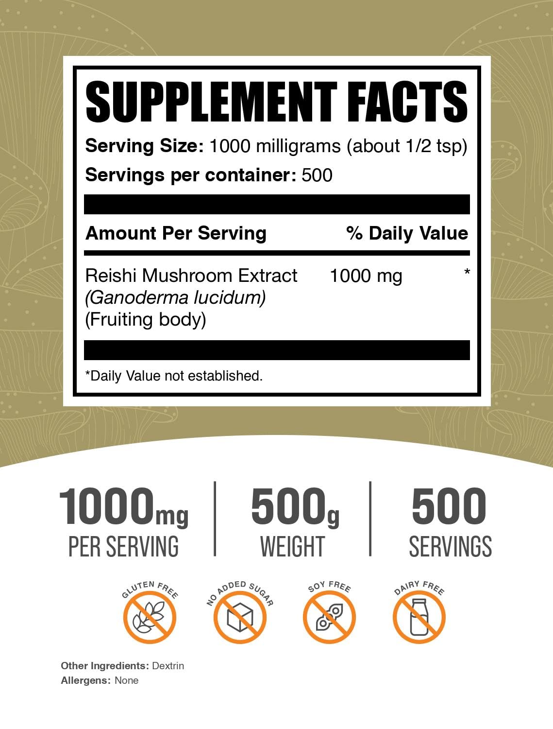 Foto 3 pulgar | Suplemento Bulksupplements.com Extracto De Hongo Reishi En Polvo - Venta Internacional.