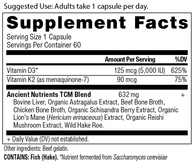 Foto 3 pulgar | Suplemento De Vitamina D De Ancient Nutrition, 5000 Ui, 60 Cápsulas - Venta Internacional.