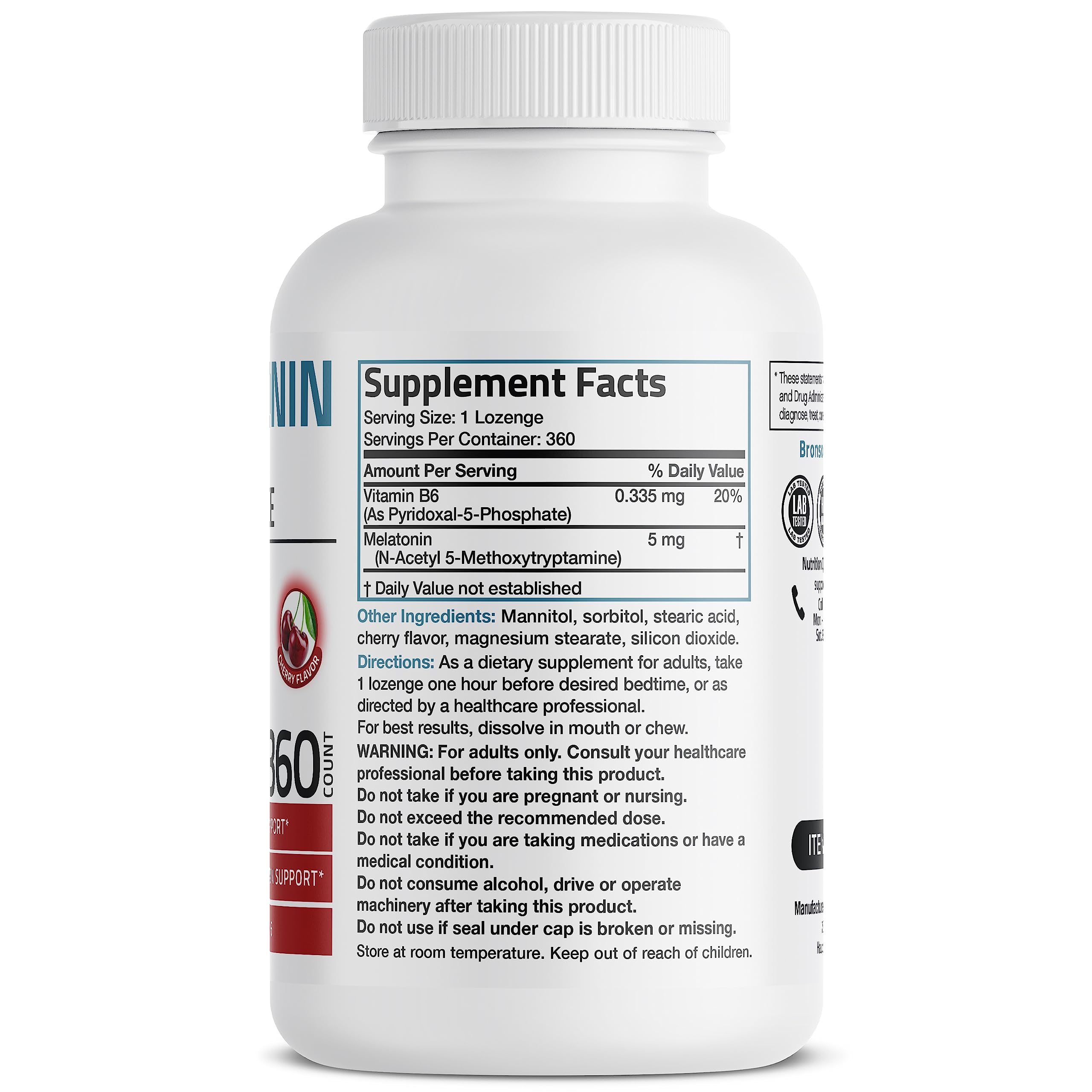 Foto 3 pulgar | Suplemento Bronson Melatonin 5 Mg Con Vitamina B6 360 Comprimidos - Venta Internacional.