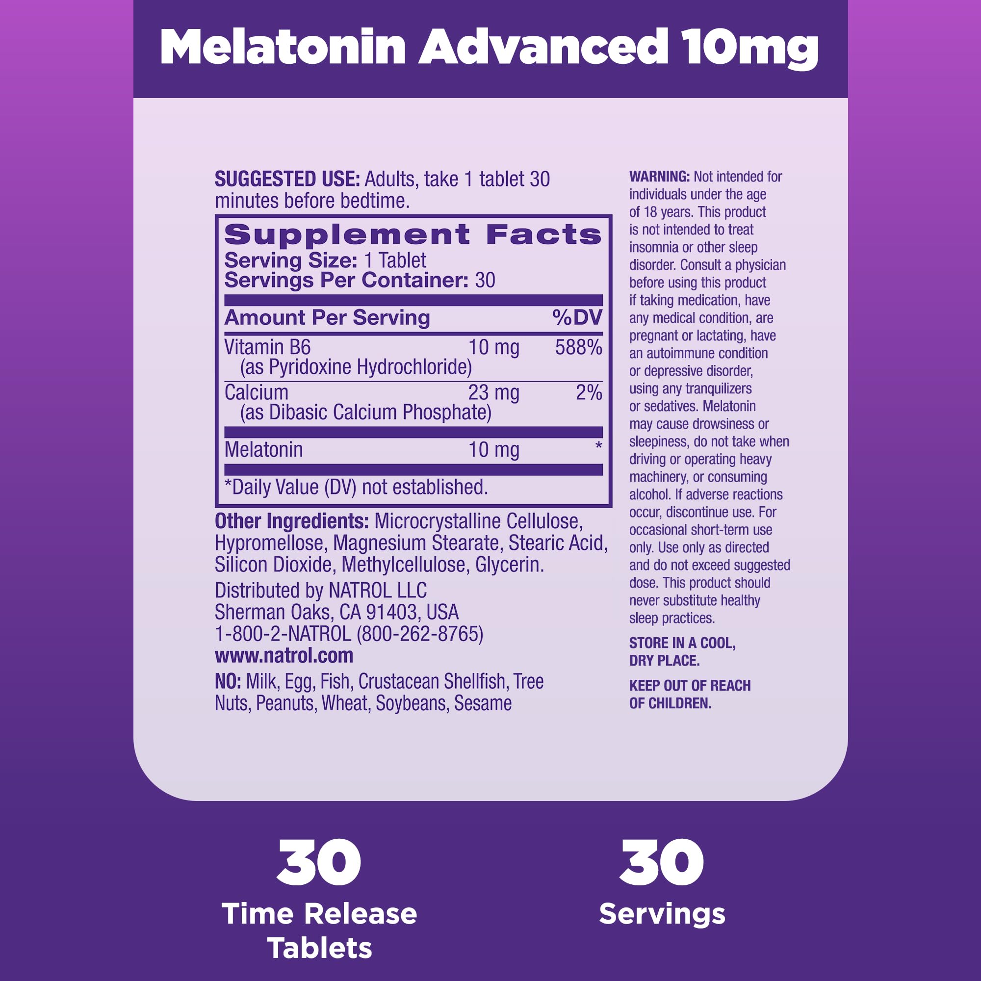 Foto 6 pulgar | Suplemento Natrol Advanced Sleep Melatonin 10 Mg 30 Comprimidos - Venta Internacional.