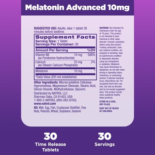 Foto 5 | Suplemento Natrol Advanced Sleep Melatonin 10 Mg 30 Comprimidos - Venta Internacional.