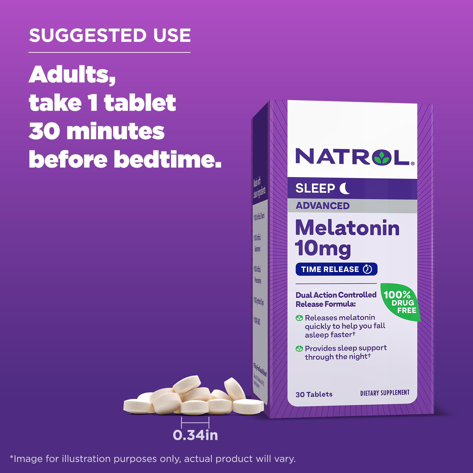 Foto 7 pulgar | Suplemento Natrol Advanced Sleep Melatonin 10 Mg 30 Comprimidos - Venta Internacional.