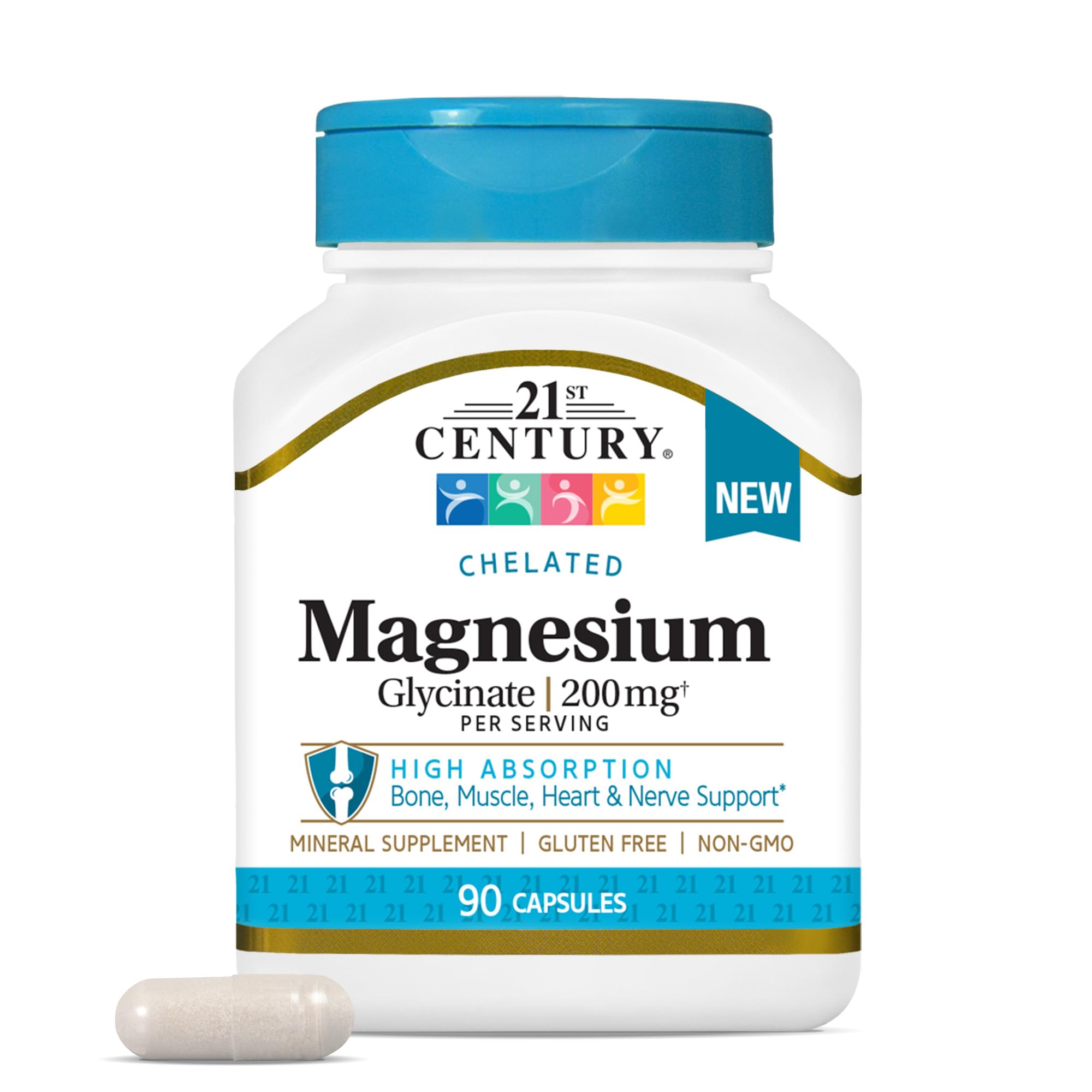 Foto 1 | Suplemento De Glicinato De Magnesio Del Siglo Xxi 200 Mg 90 Cápsulas - Venta Internacional.