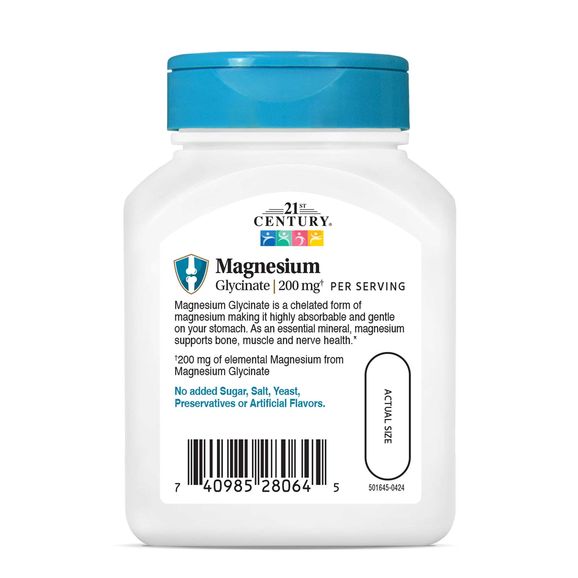 Foto 7 pulgar | Suplemento De Glicinato De Magnesio Del Siglo Xxi 200 Mg 90 Cápsulas - Venta Internacional.