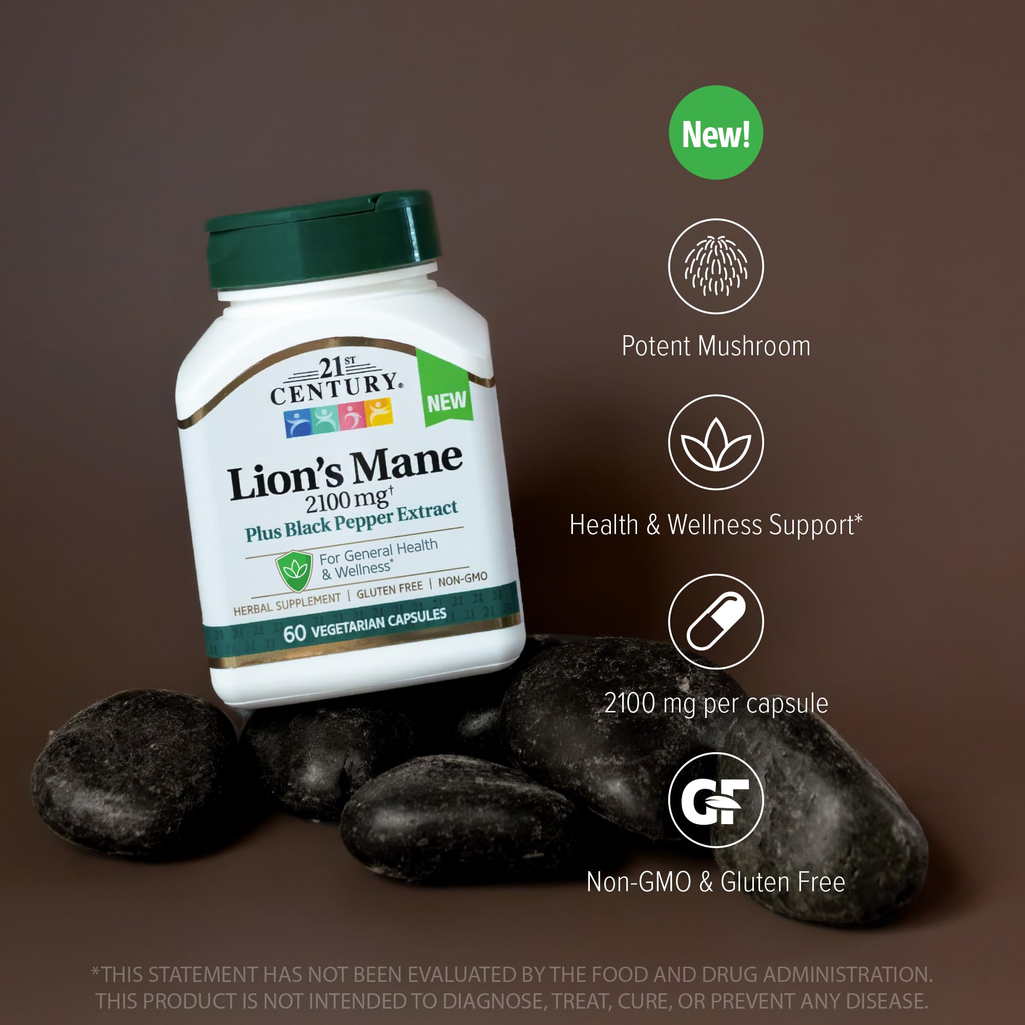 Foto 3 pulgar | Suplemento 21st Century Lion's Mane De 2.100 Mg Con Pimienta Negra - Venta Internacional.
