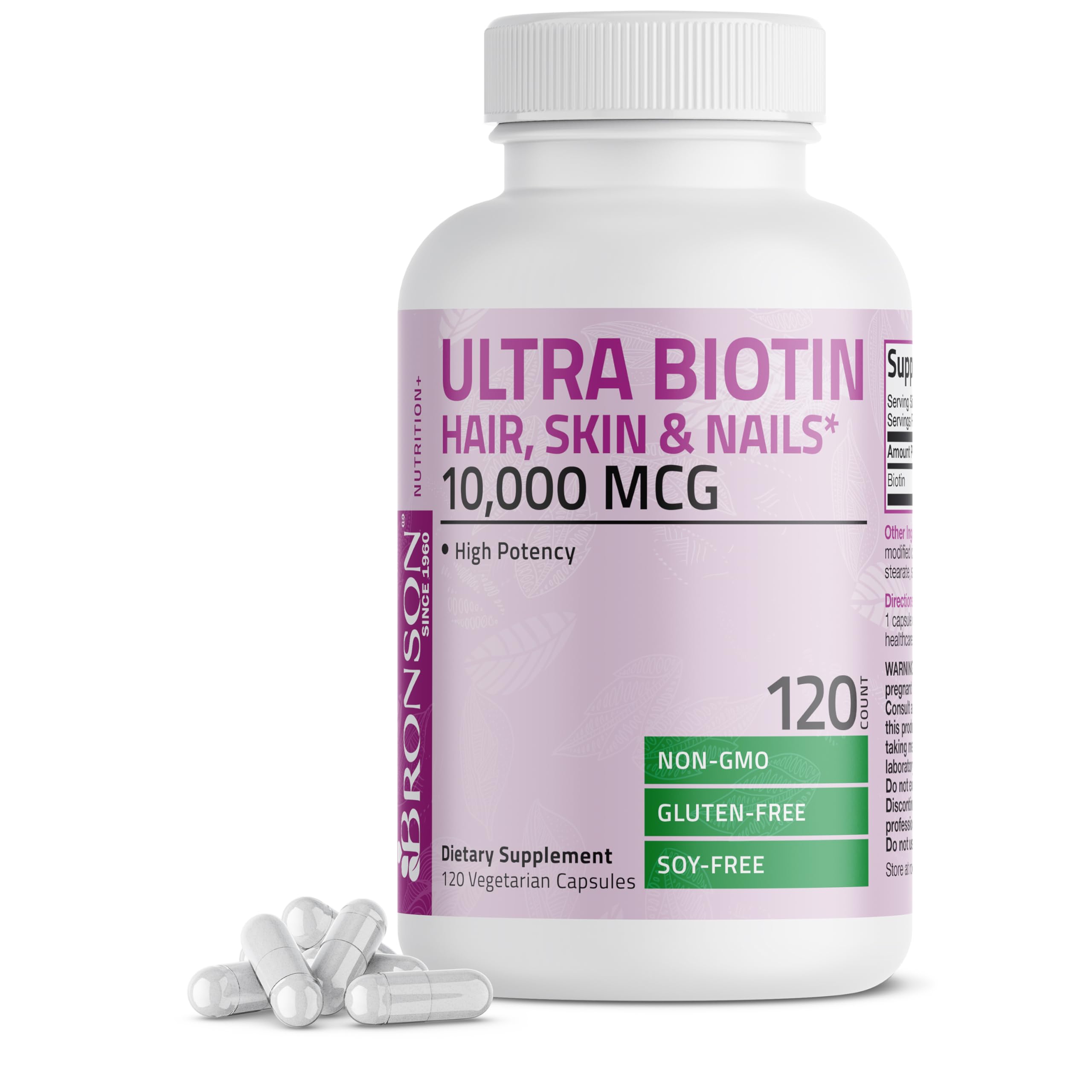 Foto 2 pulgar | Suplemento Bronson Ultra Biotin De 10,000 Mcg Para Cabello, Piel Y Uñas - Venta Internacional.