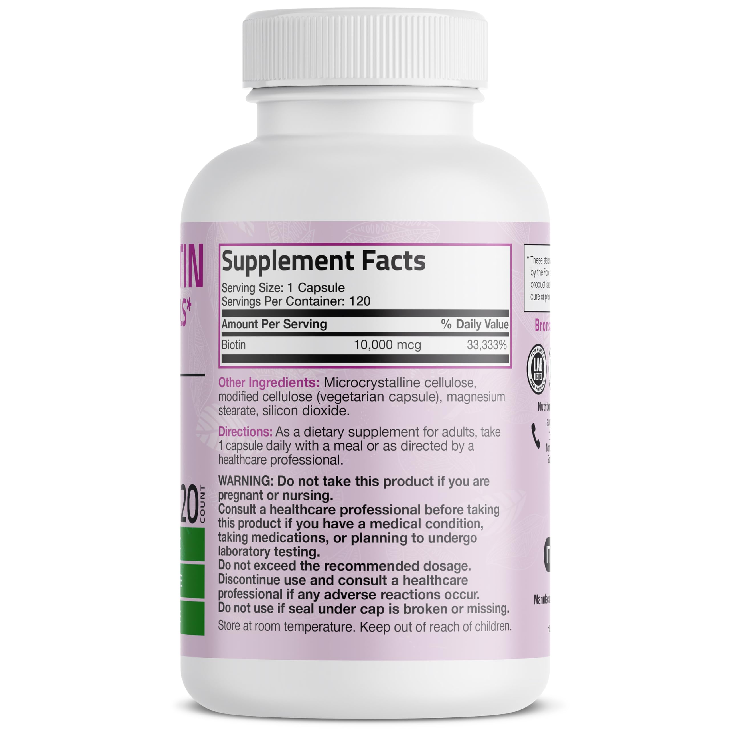 Foto 3 pulgar | Suplemento Bronson Ultra Biotin De 10,000 Mcg Para Cabello, Piel Y Uñas - Venta Internacional.