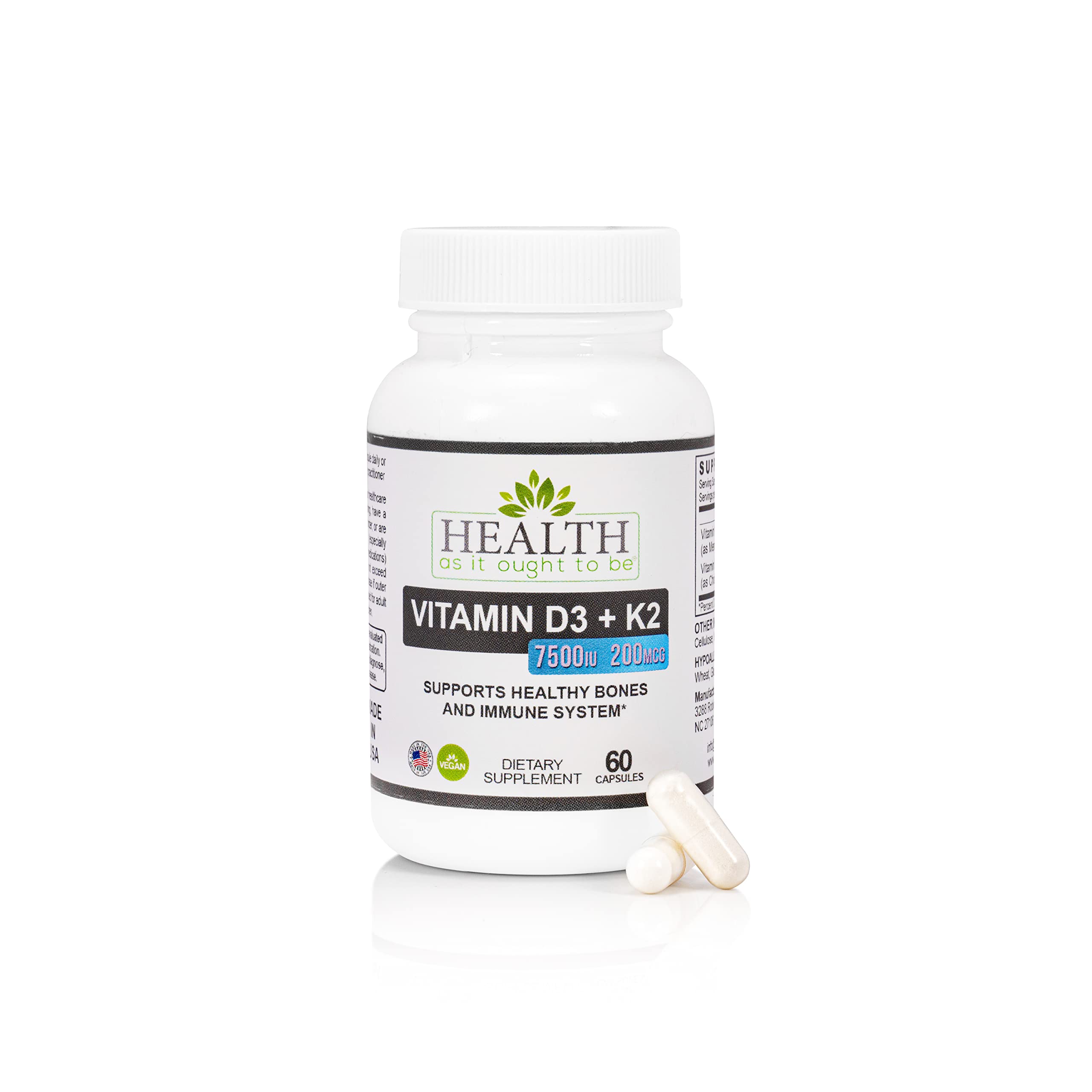 Complemente Su Salud Como Debería Ser Con Vitamina D3+k2 60 Cápsulas - Venta Internacional.