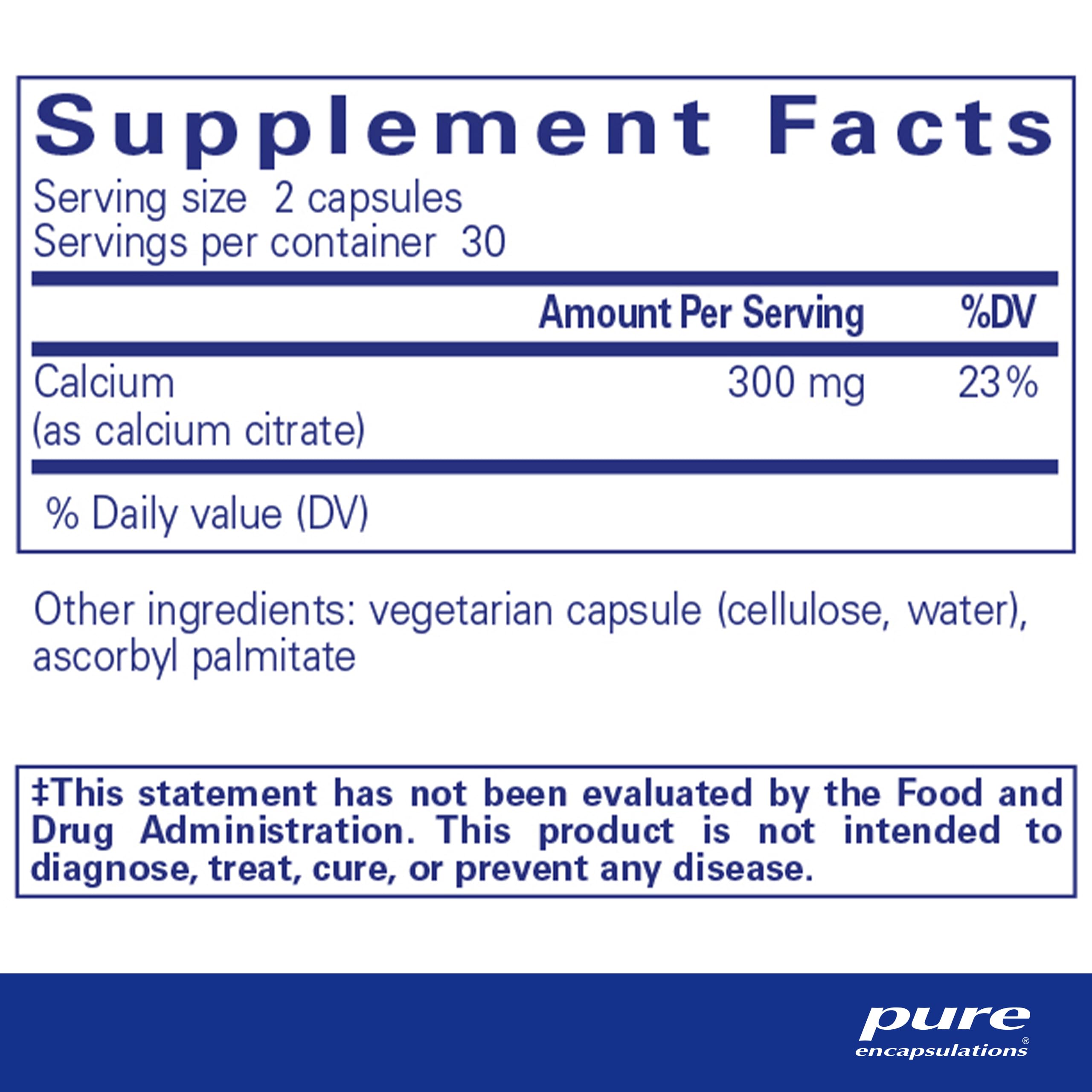Foto 3 pulgar | Suplemento De Calcio Pure Encapsulations Citrato De Calcio 60 Cápsulas - Venta Internacional.