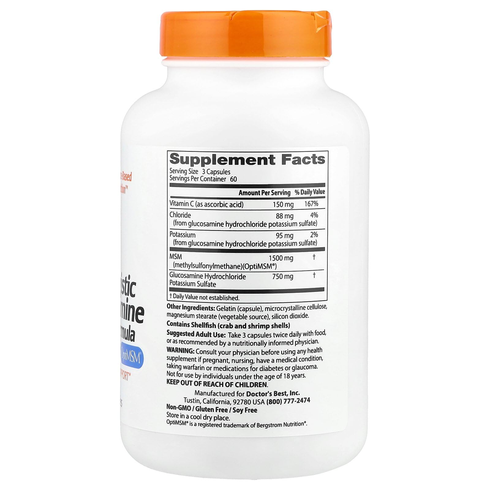 Foto 3 pulgar | Suplemento Doctor's Best Synergistic Glucosamine Msm 180 Cápsulas - Venta Internacional.