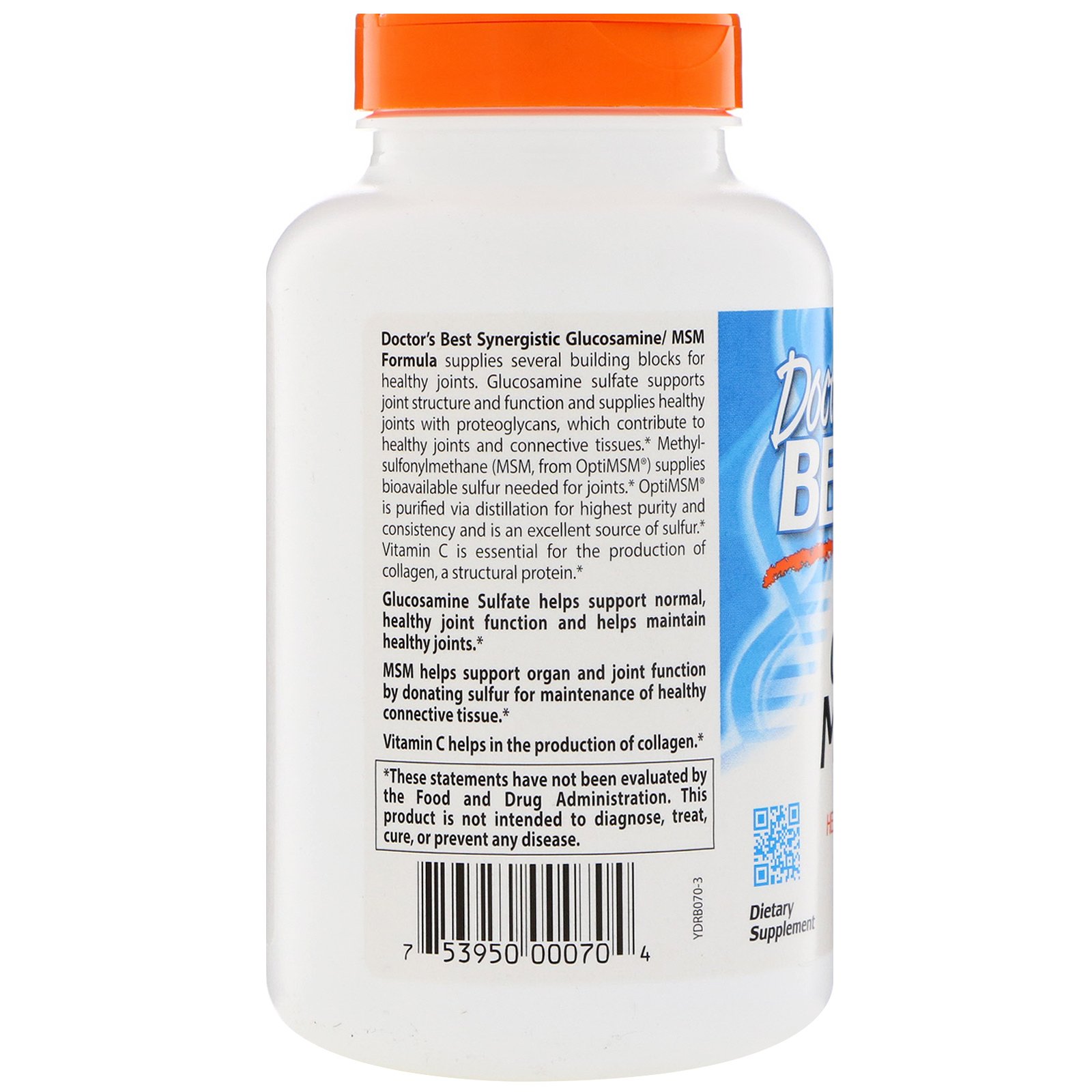 Foto 4 pulgar | Suplemento Doctor's Best Synergistic Glucosamine Msm 180 Cápsulas - Venta Internacional.