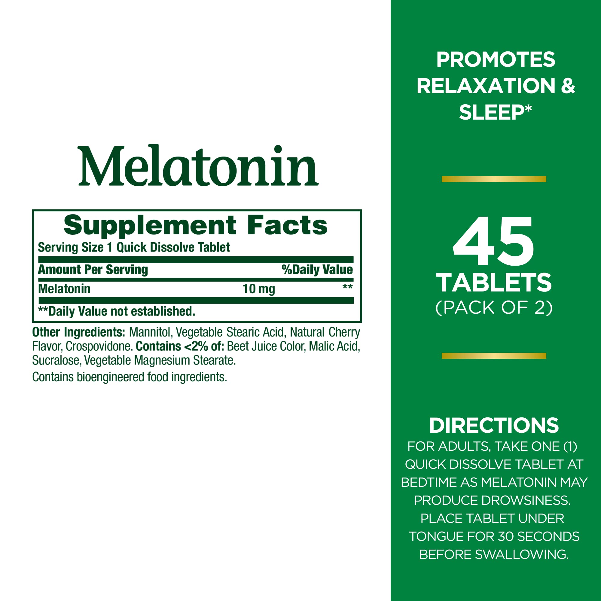 Foto 3 pulgar | Suplemento Nature's Bounty De Melatonina Tabletas de 10 Mg 45 Unidades - Venta Internacional