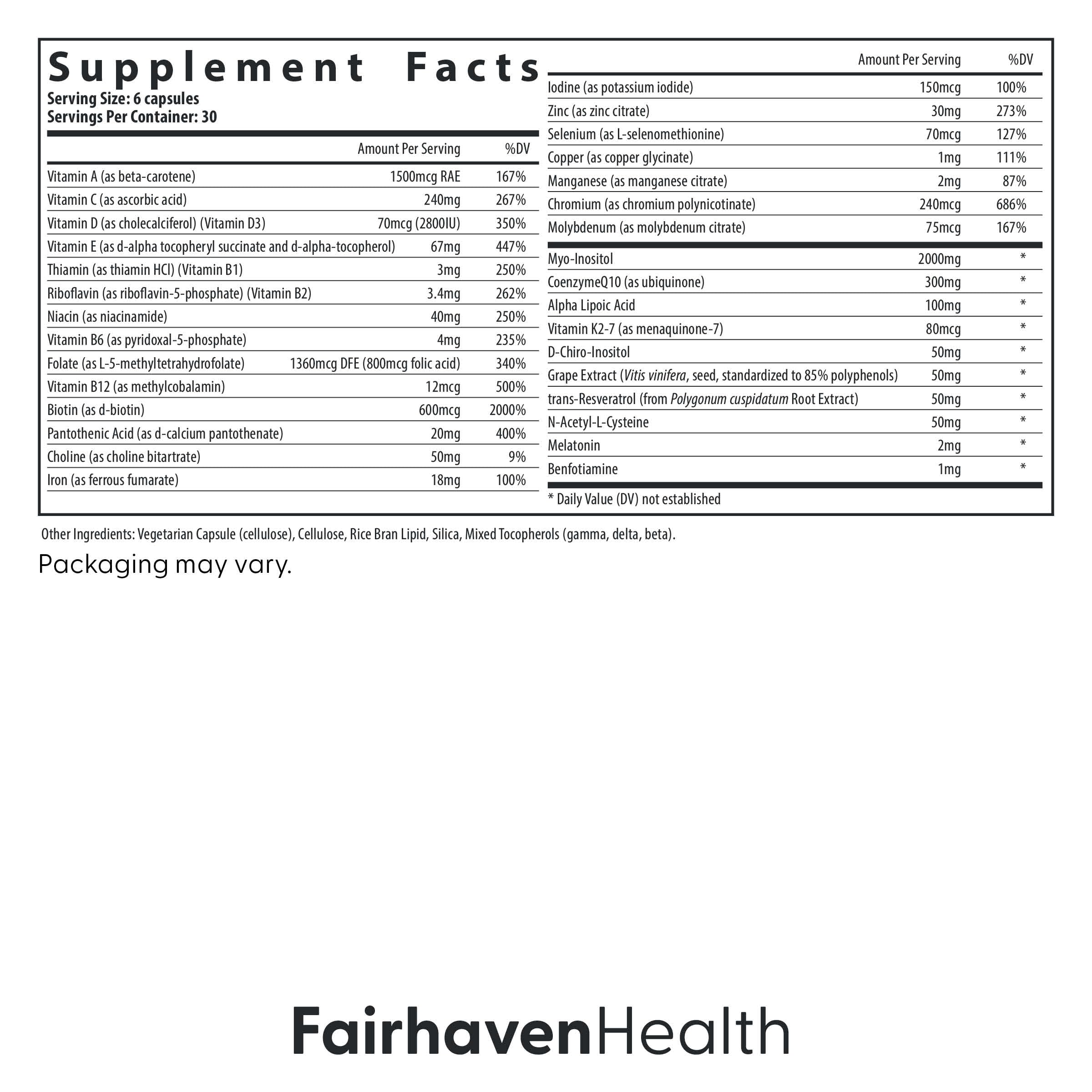 Foto 3 pulgar | Suplemento De Fertilidad Fairhaven Health Fh Pro Para Mujer 180 Cápsulas - Venta Internacional.