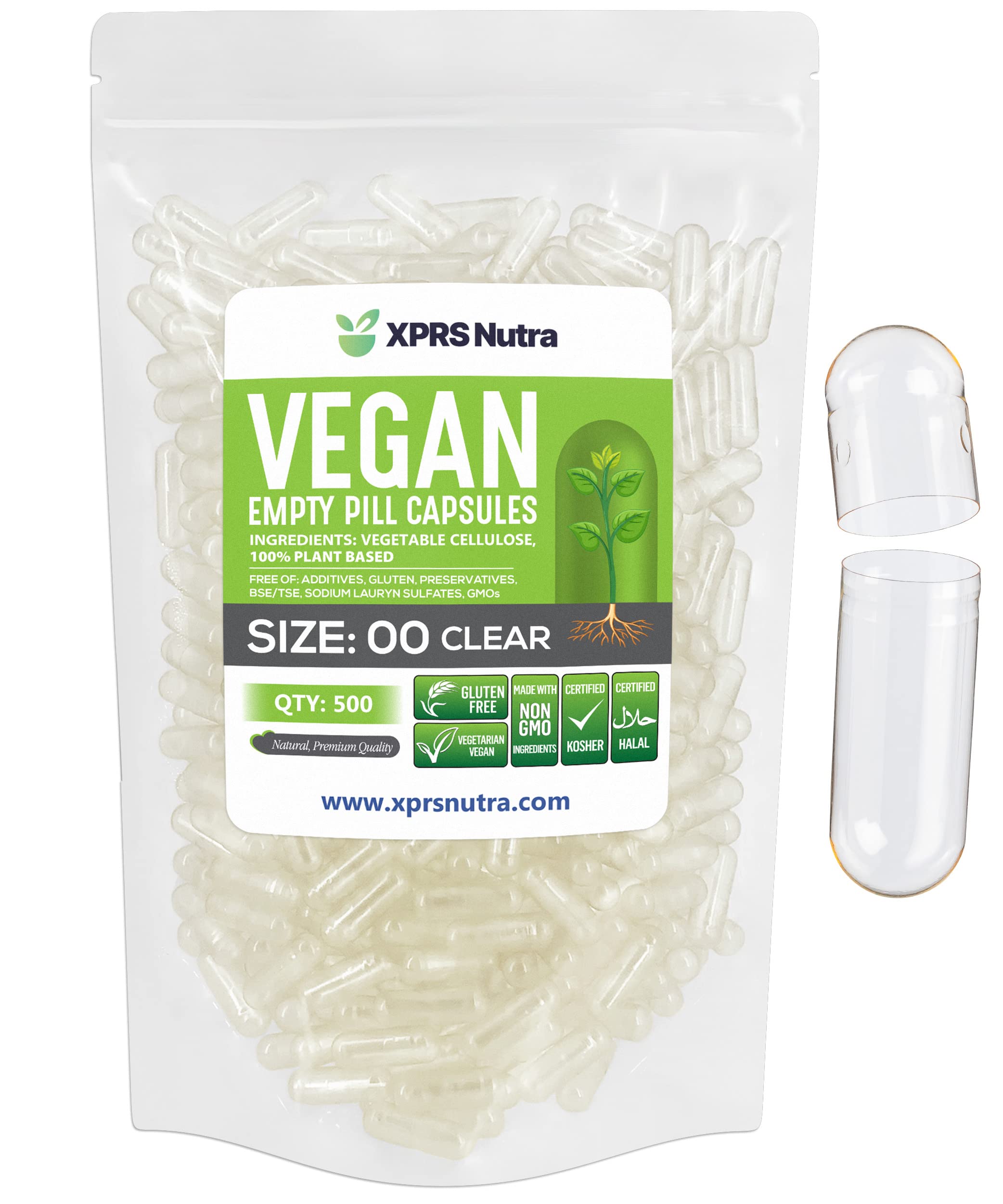 Foto 2 pulgar | Cápsulas Vacías Xprs Nutra, Tamaño 00 — 500 Unidades, Transparentes, Veganas - Venta Internacional.