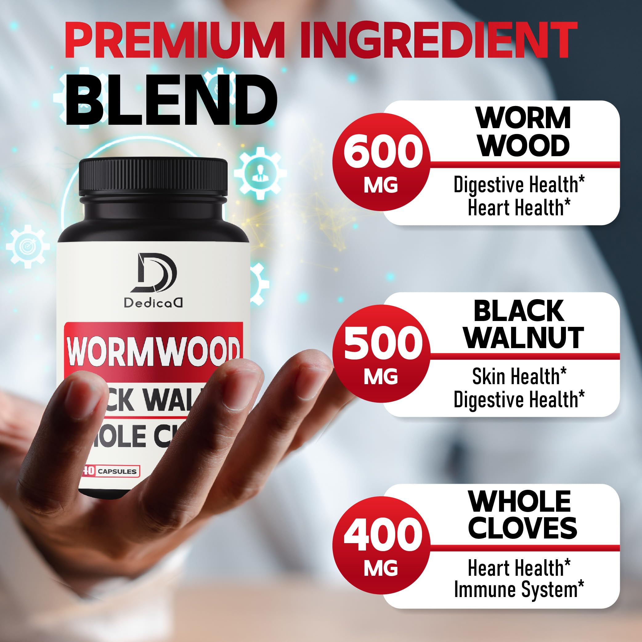 Foto 4 pulgar | Suplemento Dedicad Sweet Wormwood 1500 Mg Con Nuez Negra 240 Cápsulas - Venta Internacional.
