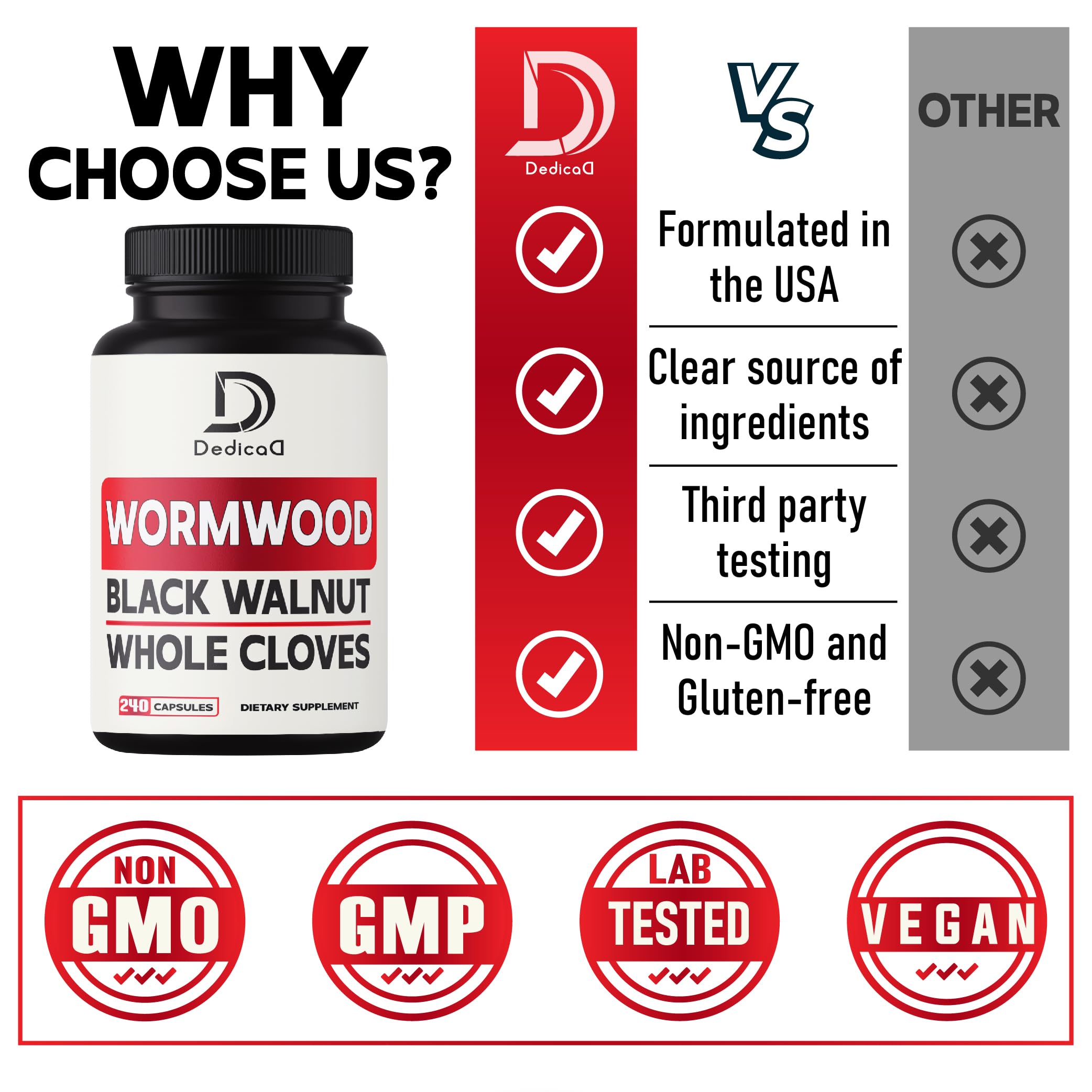 Foto 6 pulgar | Suplemento Dedicad Sweet Wormwood 1500 Mg Con Nuez Negra 240 Cápsulas - Venta Internacional.