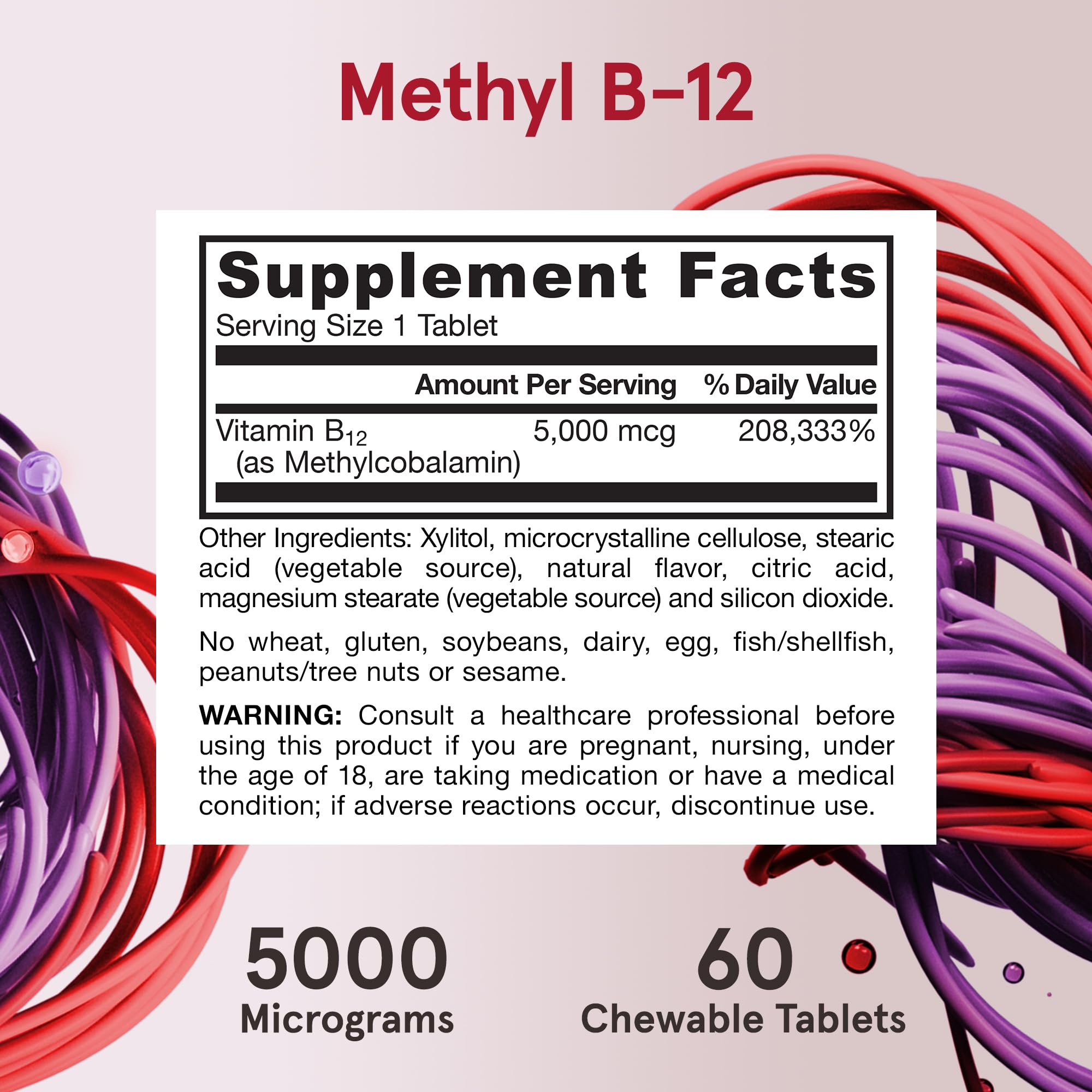 Foto 7 pulgar | Suplemento De Metil B-12 De Jarrow Formulas, 5000 Mcg, 60 Tabletas - Venta Internacional.