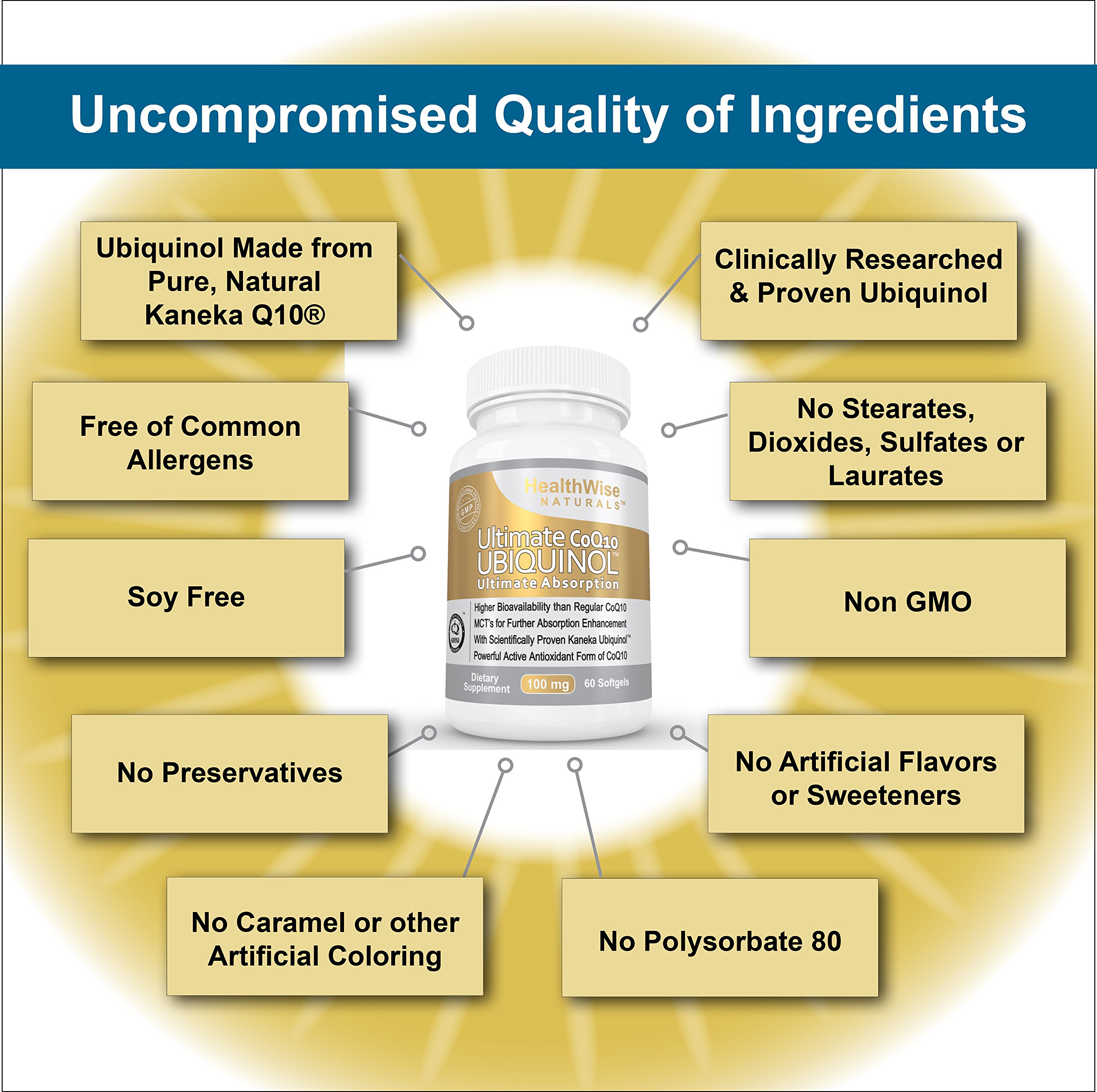 Foto 7 pulgar | Suplemento De Ubiquinol Ultimate Coq10 De Healthwise Naturals, 100 Mg - Venta Internacional.