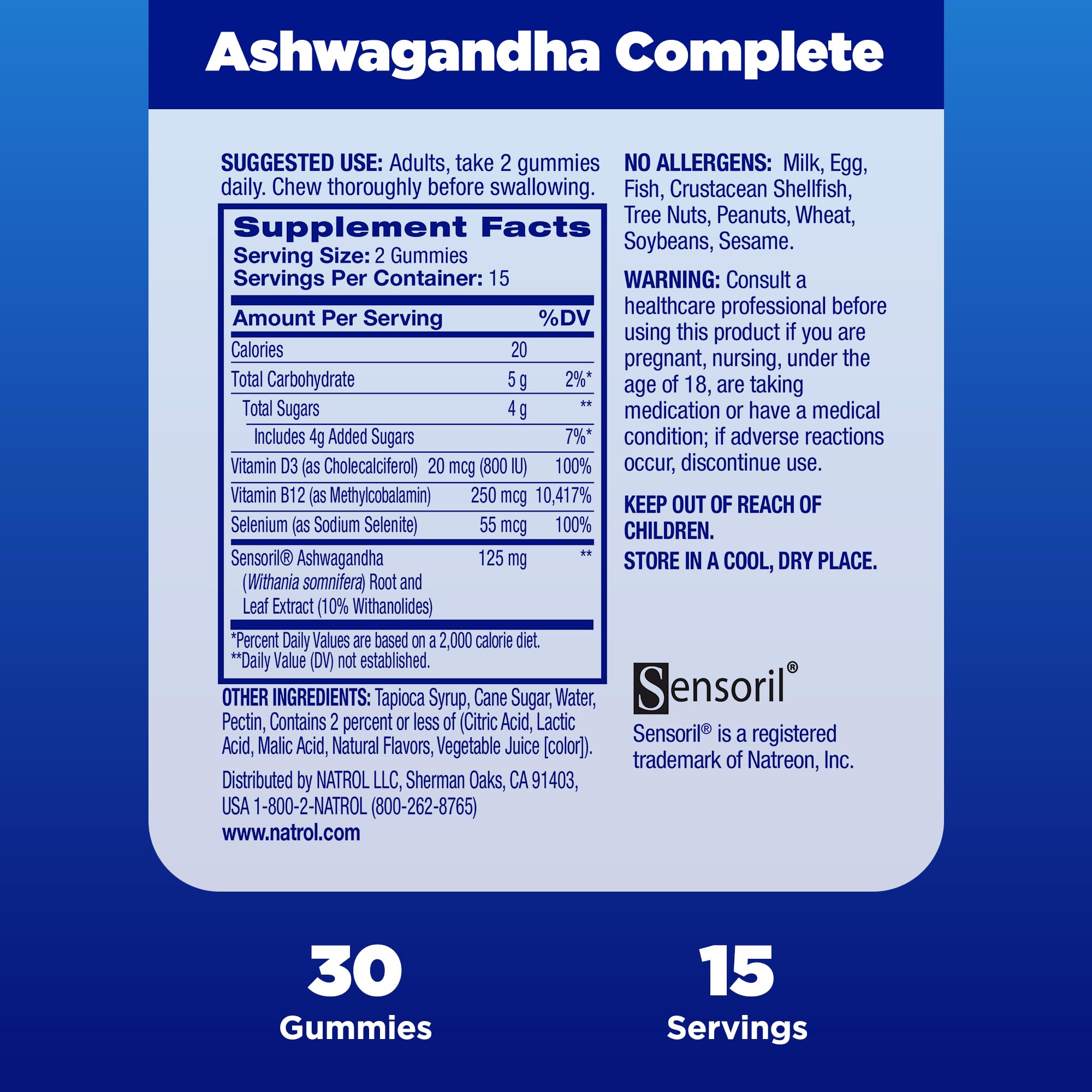 Foto 5 pulgar | Suplemento Natrol Ashwagandha Complete Gomies 30 Unidades - Venta Internacional.