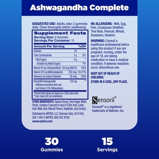 Foto 4 | Suplemento Natrol Ashwagandha Complete Gomies 30 Unidades - Venta Internacional.