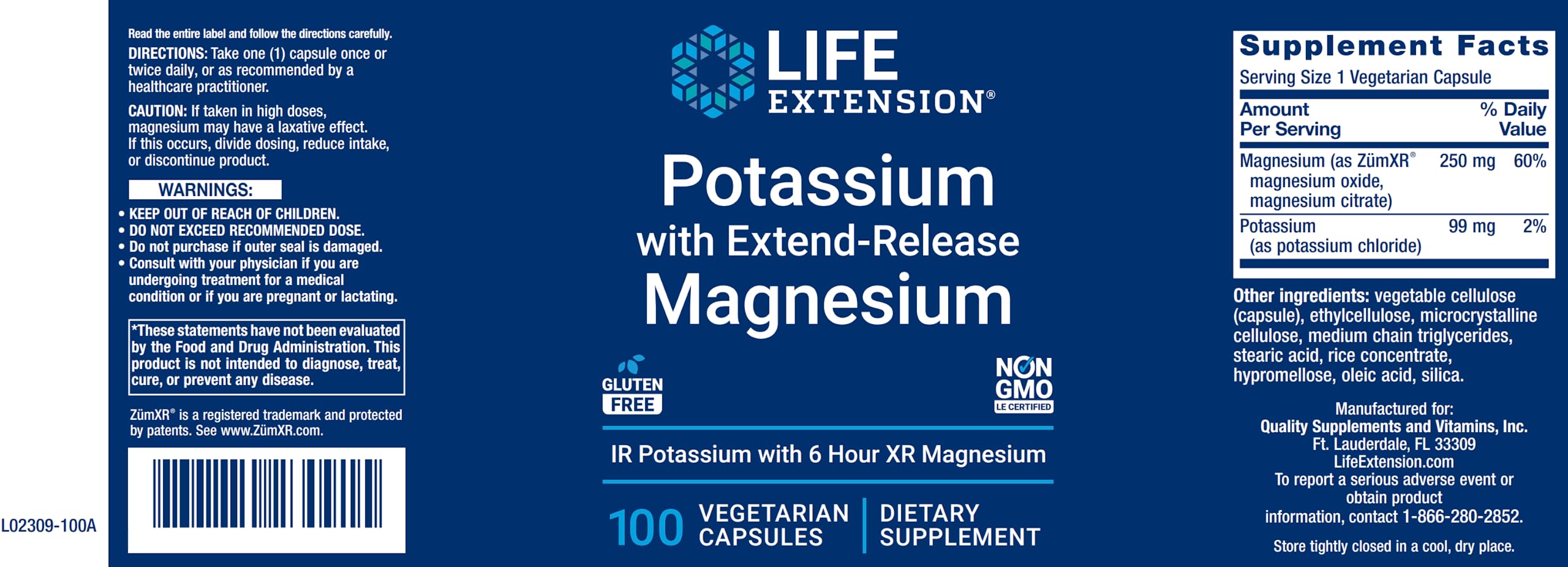 Foto 3 pulgar | Suplemento Life Extension De Potasio 99 Mg Con 250 Mg De Magnesio - Venta Internacional.