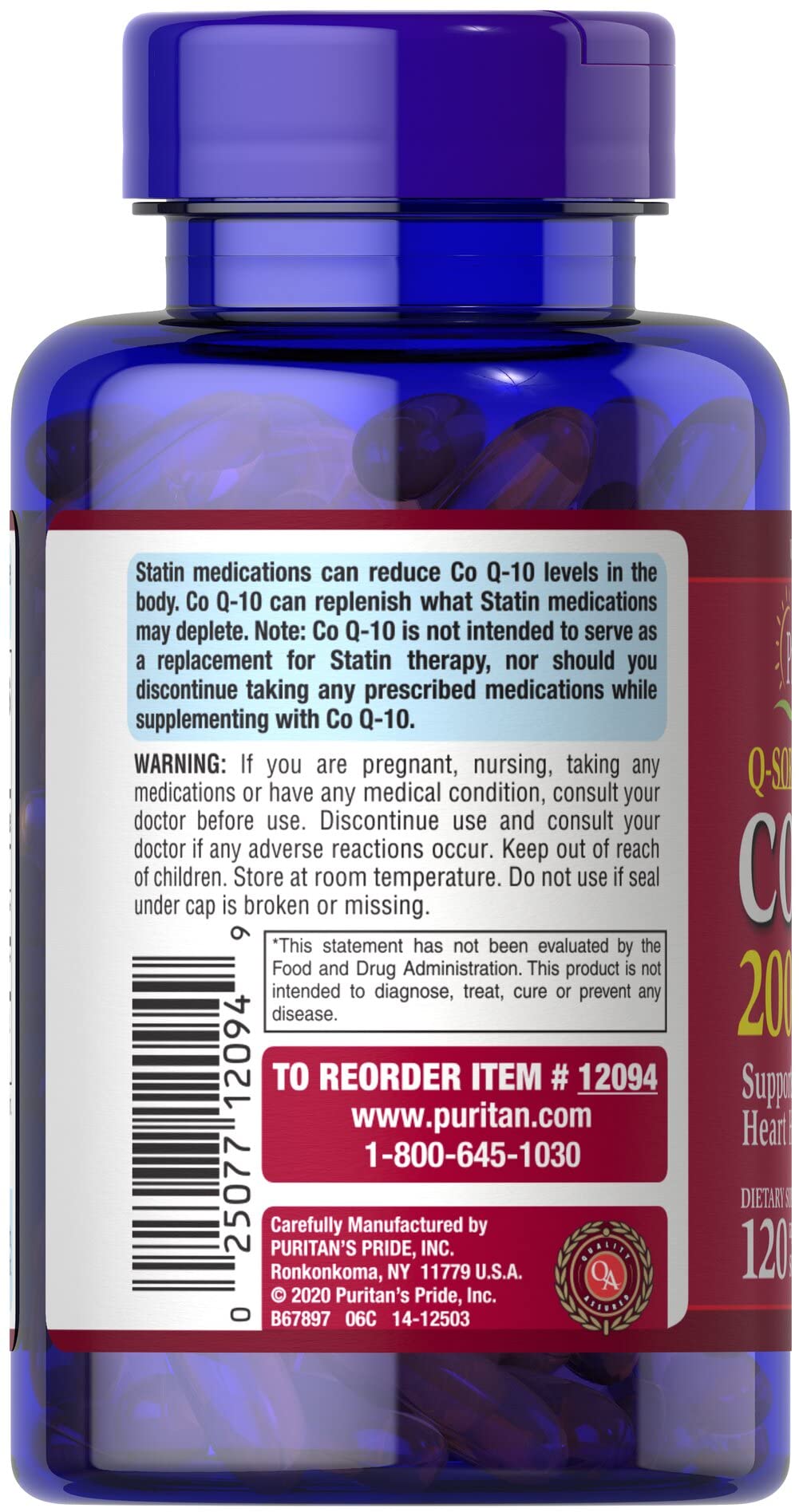 Foto 5 pulgar | Suplemento Puritan's Pride Q-sorb Coq10 200 Mg 120 Cápsulas Blandas - Venta Internacional.
