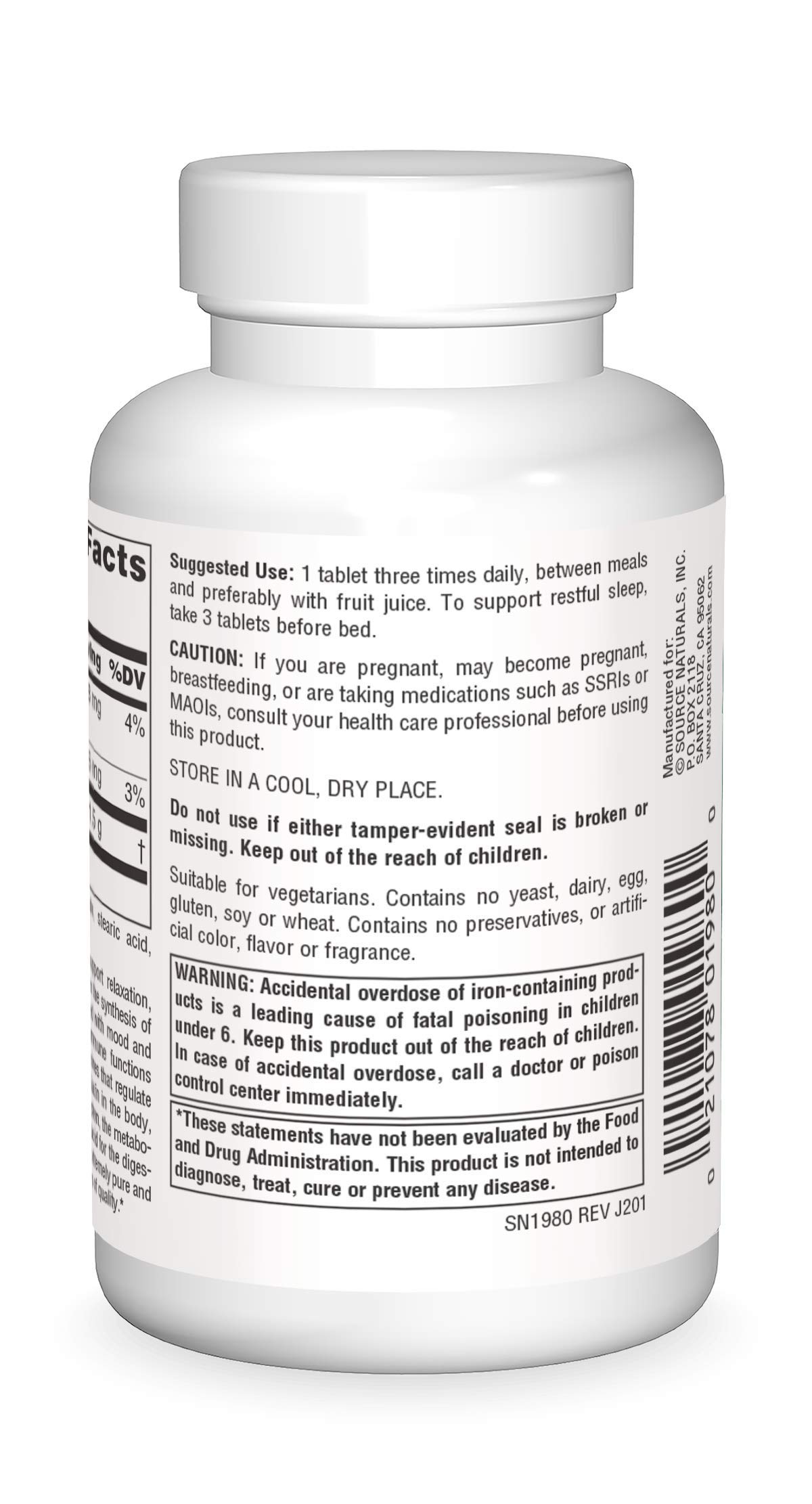 Foto 3 pulgar | Suplement Source Naturals L-triptófano 500 Mg - 120 Comprimidos - Venta Internacional.