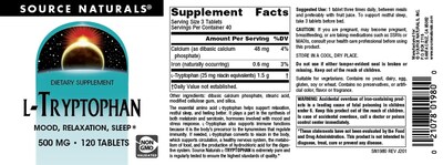 Foto 4 | Suplement Source Naturals L-triptófano 500 Mg - 120 Comprimidos - Venta Internacional.