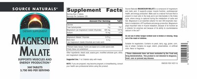Foto 4 | Supplement Source Naturals Malato De Magnesio 3750 Mg 360 Comprimidos - Venta Internacional.
