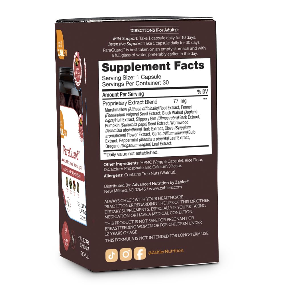 Foto 3 pulgar | Suplemento Zahler Paraguard Capsules Gut Health, 30 Unidades - Venta Internacional.