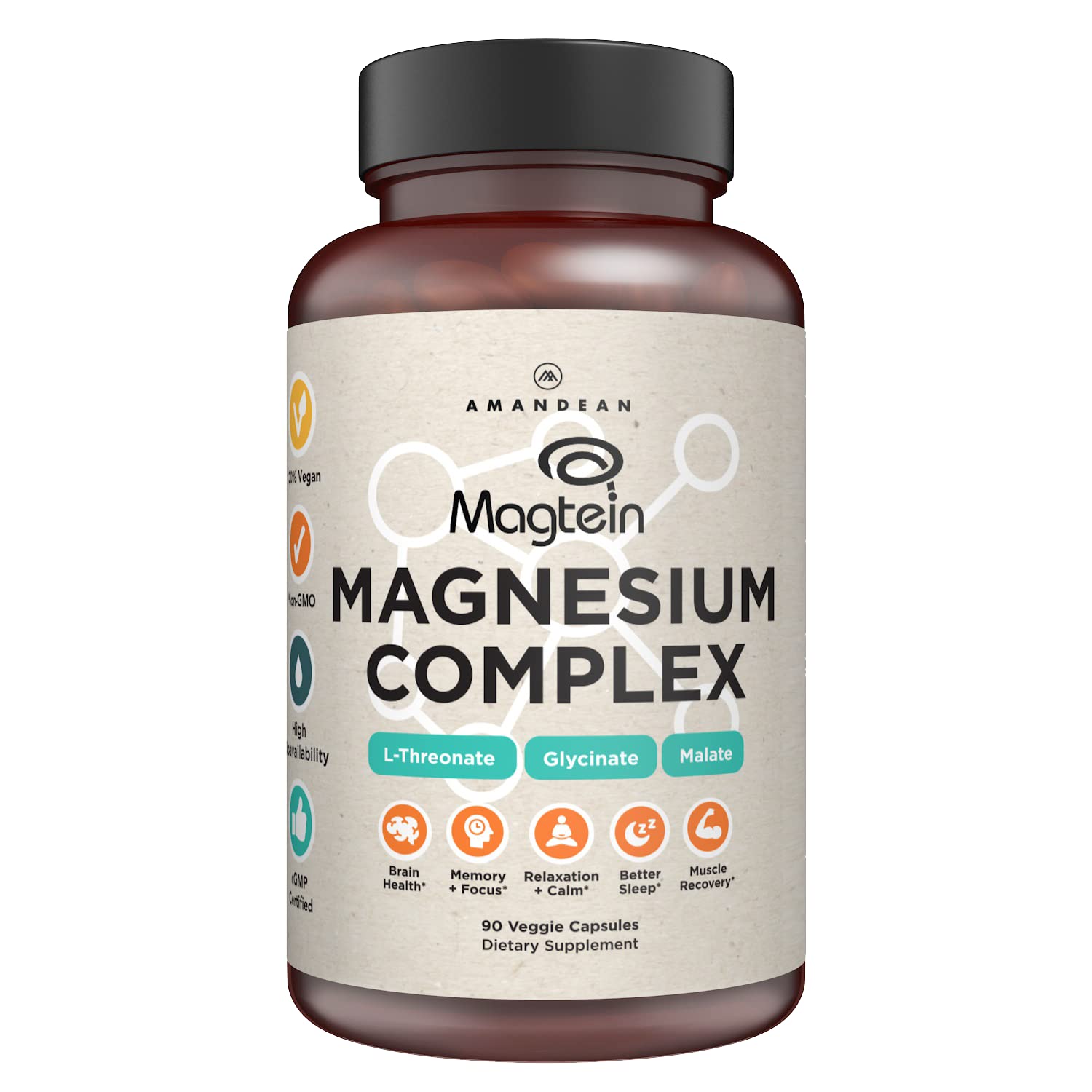 Suplemento Amandean Magtein Magnesium Complex 90 Cápsulas - Venta Internacional.