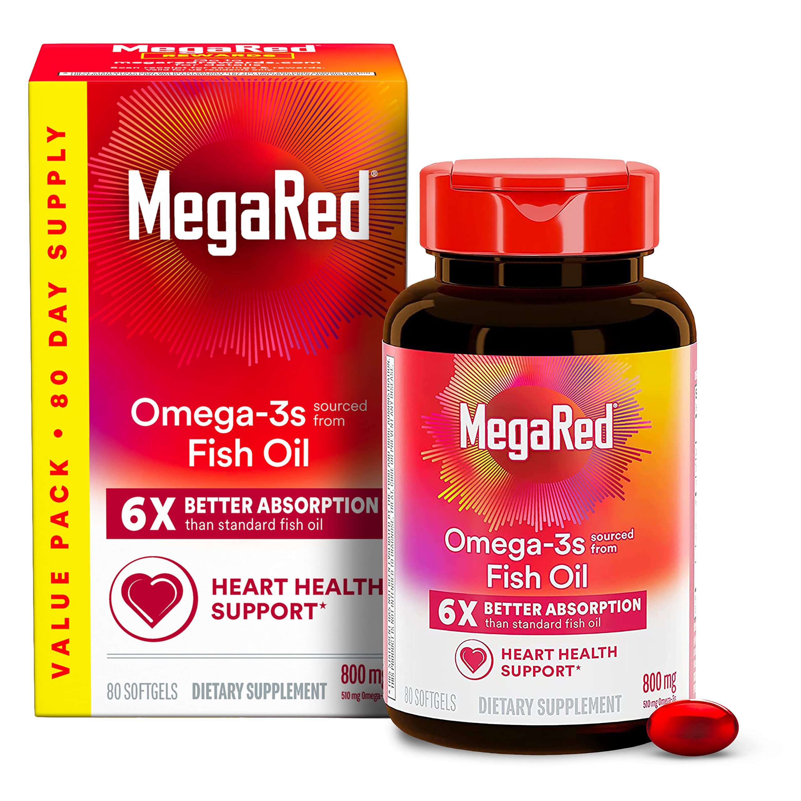 Foto 2 pulgar | Suplemento De Aceite De Pescado Megared Omega 3 800 Mg 80 Cápsulas Blandas - Venta Internacional.