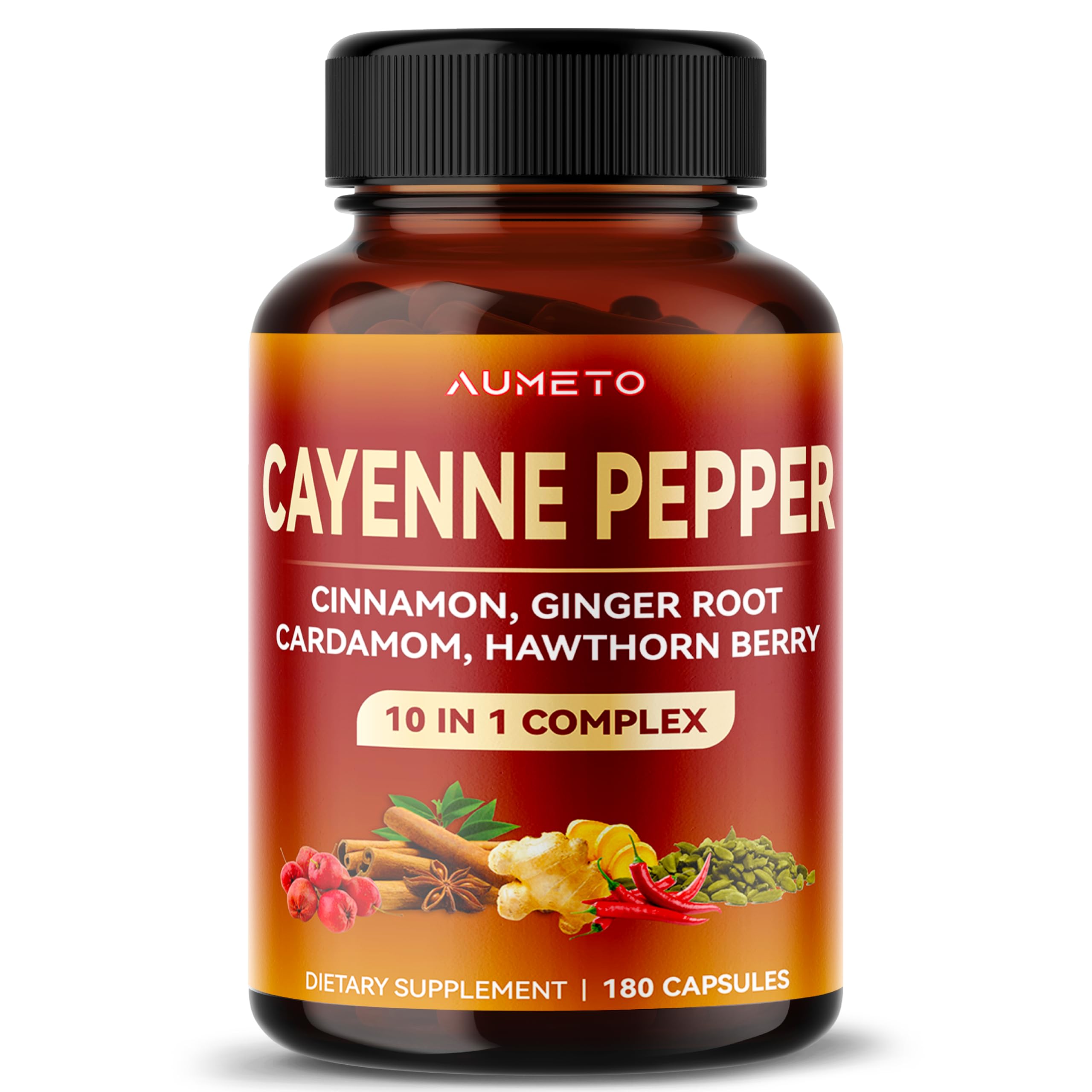 Foto 1 | Suplementos Aumeto Cápsulas De Pimienta De Cayena, 180 Unidades - Venta Internacional.