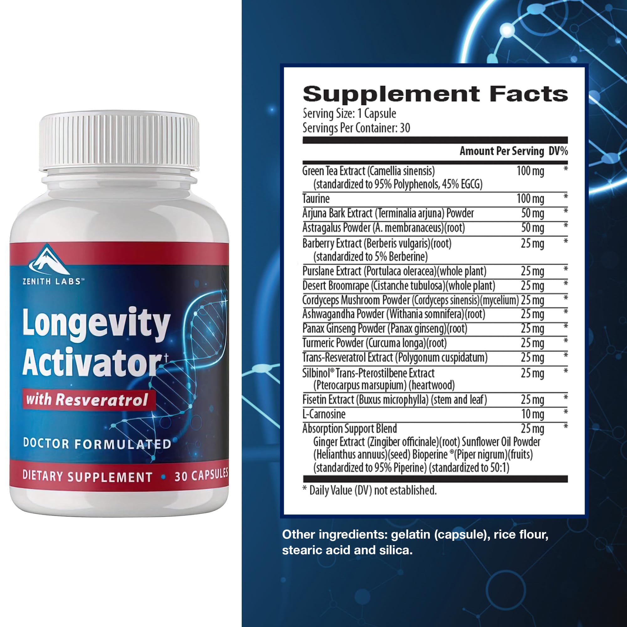 Foto 2 | Suplemento Activador De Longevidad Antienvejecimiento Zenith Labs X3 - Venta Internacional.