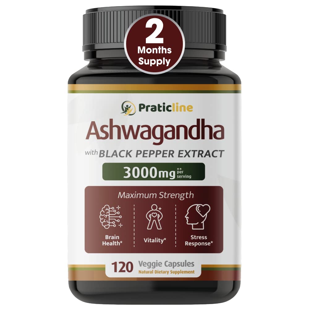 Foto 2 pulgar | Suplemento Pratic Line, Cápsulas De Ashwagandha, 3000 Mg, 120 Veganas - Venta Internacional.