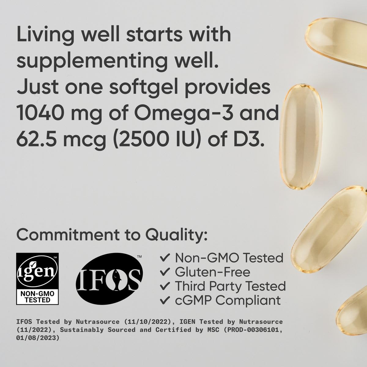 Foto 5 pulgar | Suplemento Sports Research Omega-3 1040 Mg Con Vitamina D3 2500 Iu - Venta Internacional.