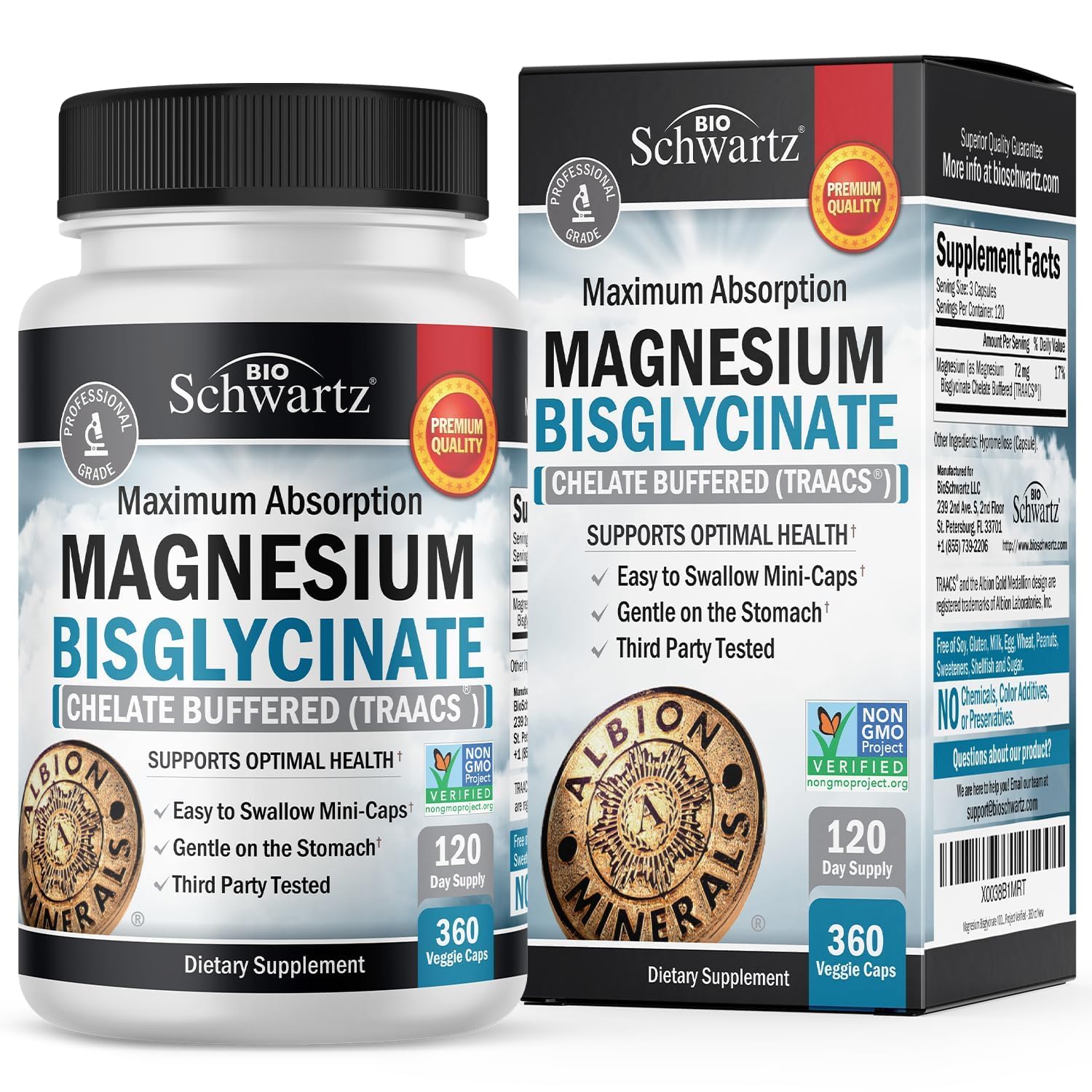 Foto 1 | Suplemento De Bisglicinato De Magnesio Bioschwartz 360 Ct - Venta Internacional.