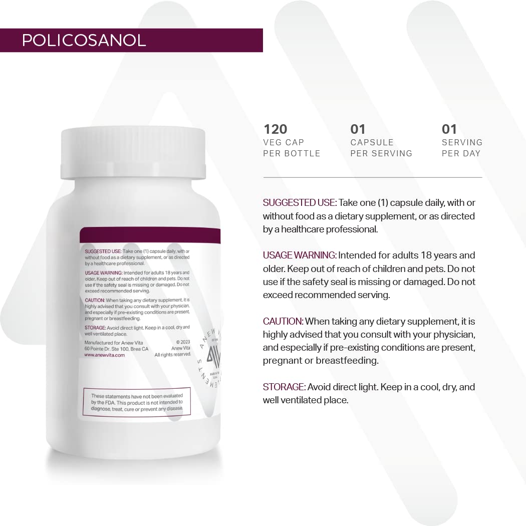Foto 5 pulgar | Suplemento Anew Vita Policosanol 40 Mg 120 Cápsulas - Venta Internacional.