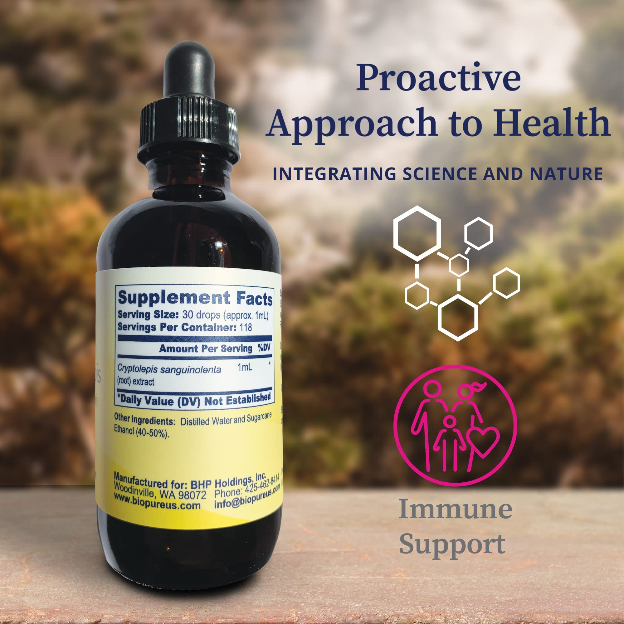 Foto 2 | Tintura De Hierbas Biopure Cryptolepis Sanguinolenta 120ml - Venta Internacional.