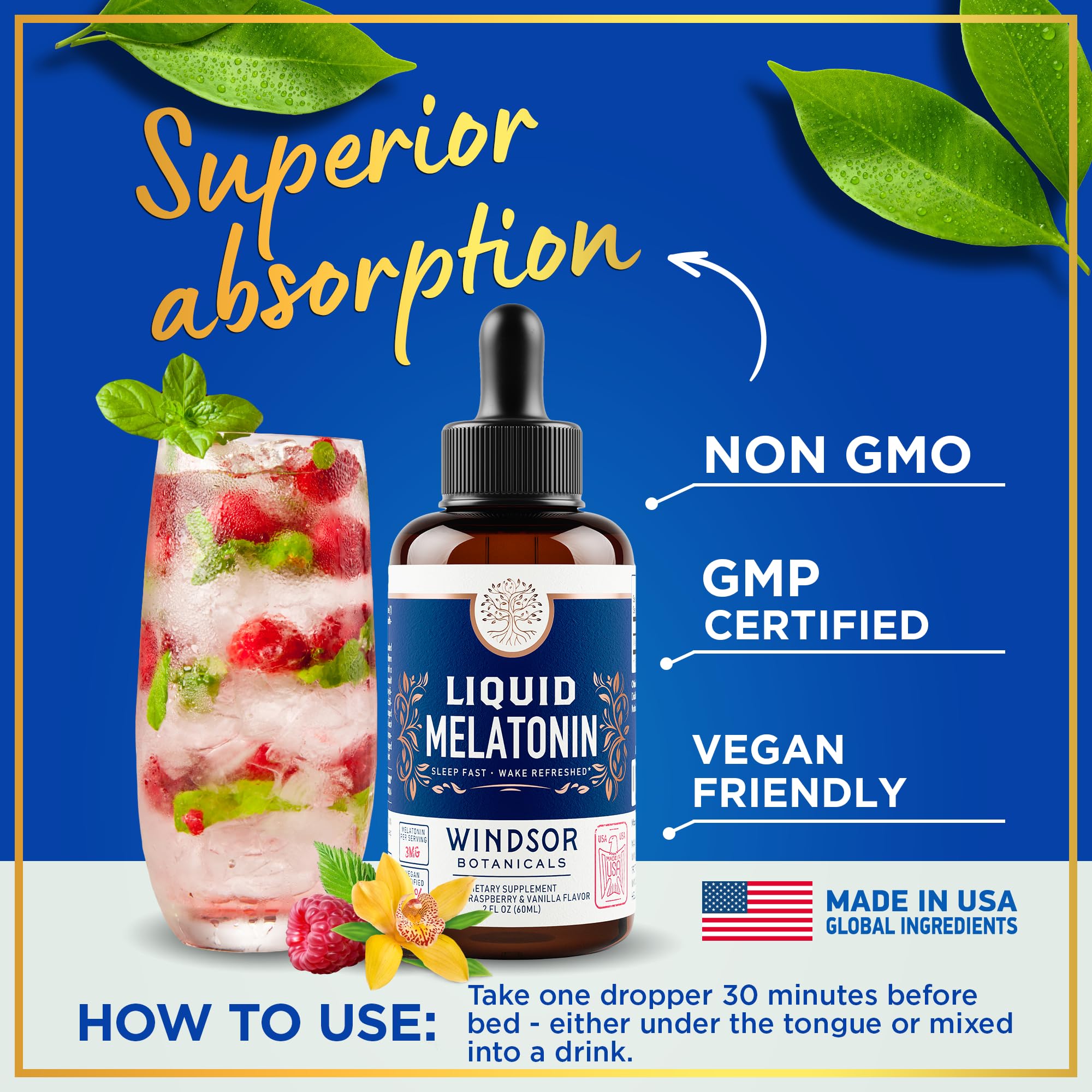 Foto 4 pulgar | Gotas De Melatonina Windsor Botanicals Max Strength, 3 Mg, 60 Ml - Venta Internacional.