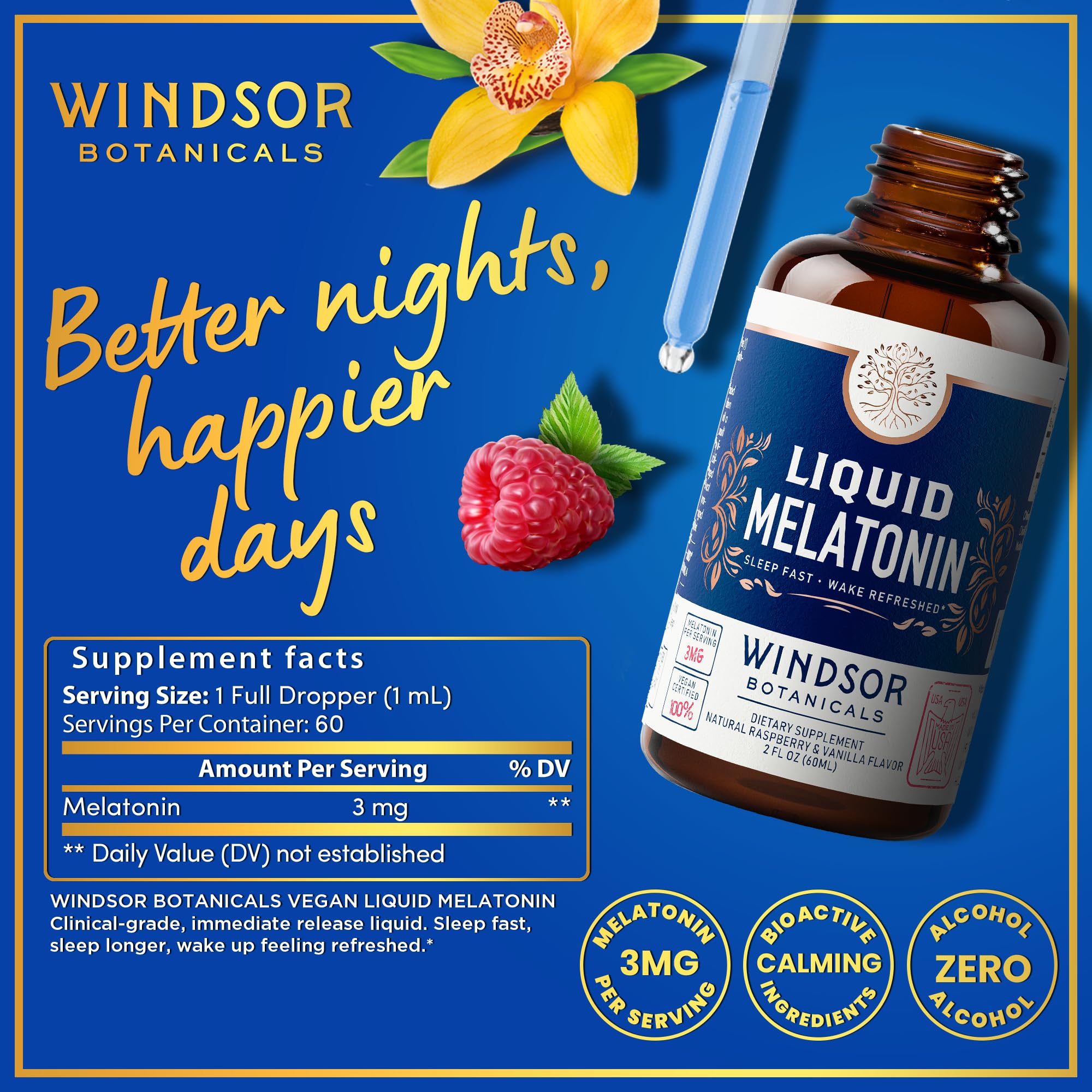 Foto 6 pulgar | Gotas De Melatonina Windsor Botanicals Max Strength, 3 Mg, 60 Ml - Venta Internacional.